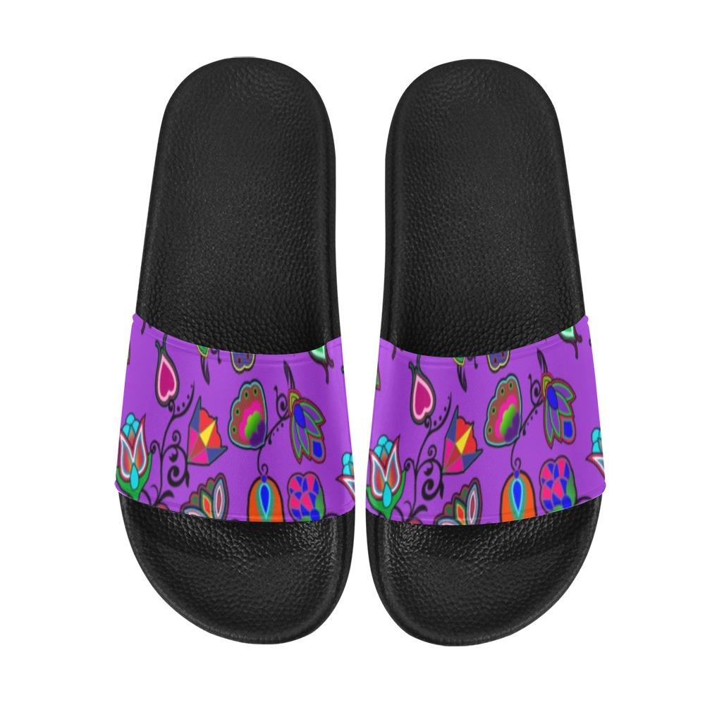 Indigenous Paisley Dark Orchid Men's Slide Sandals (Model 057) Men's Slide Sandals (057) e-joyer