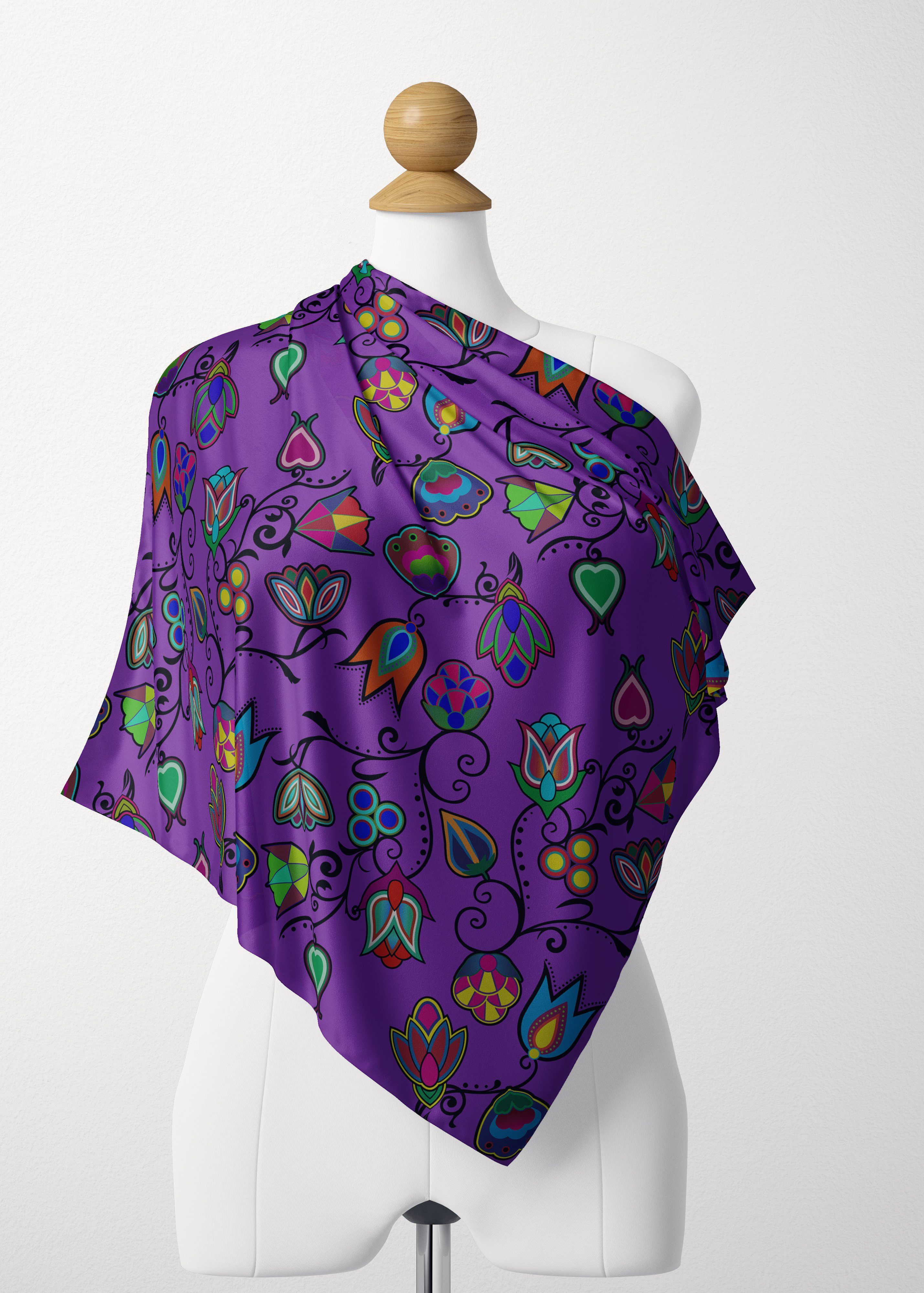 Indigenous Paisley Dark Orchid Satin Shawl Scarf 49 Dzine