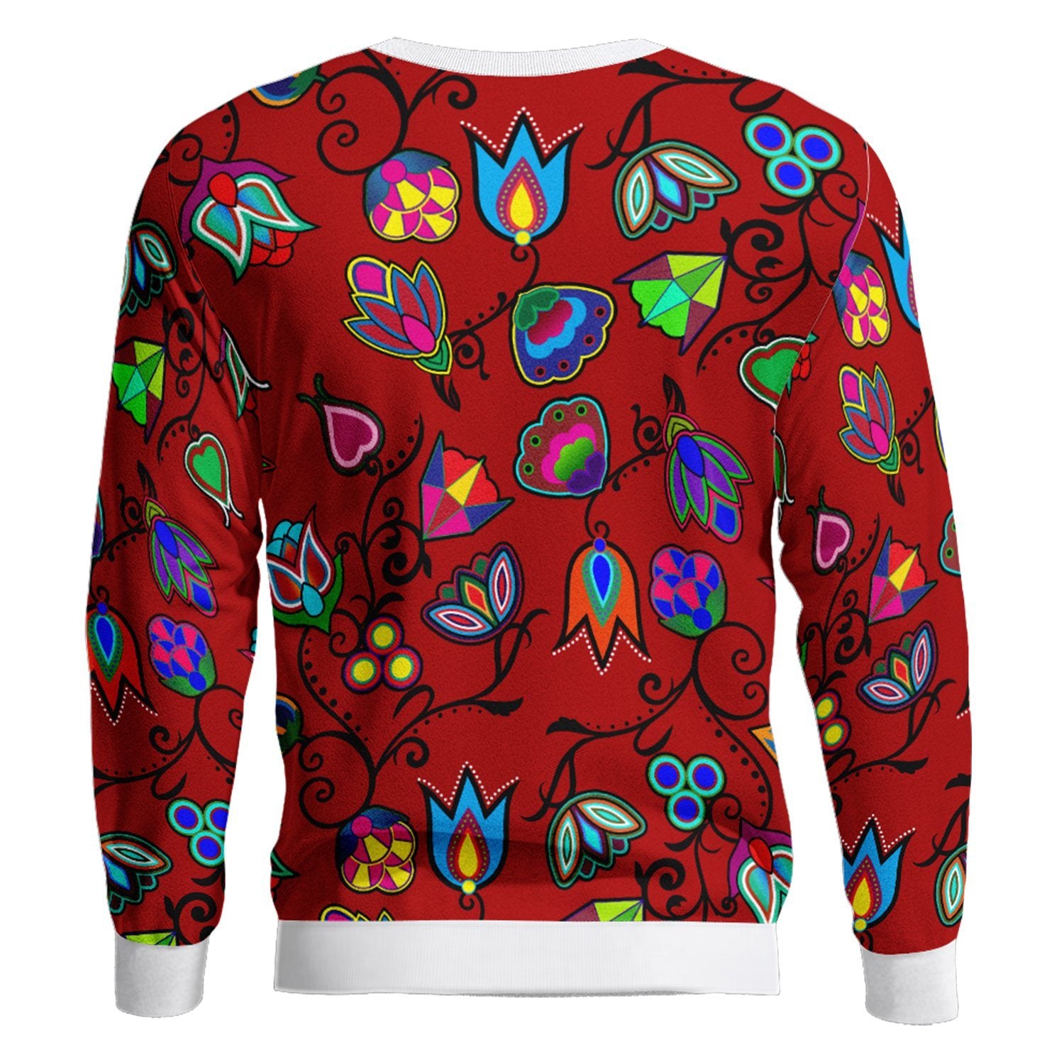 Indigenous Paisley Dark Red Unisex Crewneck Long Sleeve Top 49 Dzine
