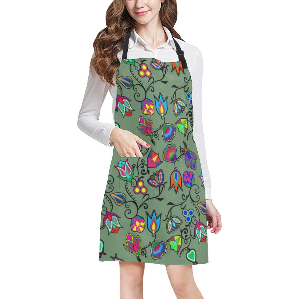 Indigenous Paisley Dark Sea All Over Print Apron All Over Print Apron e-joyer 