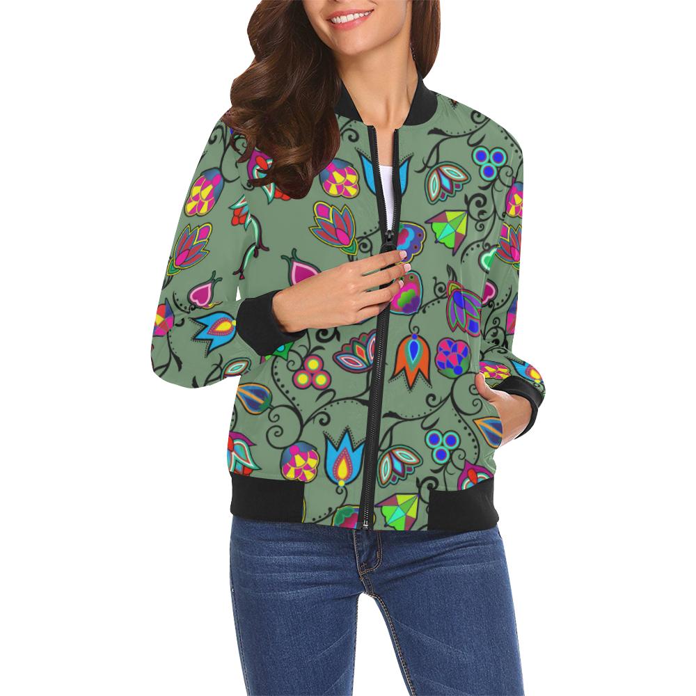 Indigenous Paisley - Dark Sea All Over Print Bomber Jacket for Women (Model H19) All Over Print Bomber Jacket for Women (H19) e-joyer