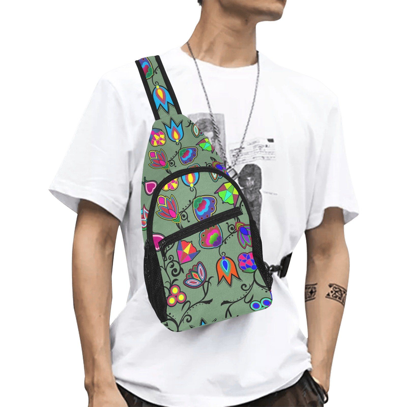 Indigenous Paisley Dark Sea All Over Print Chest Bag (Model 1719) All Over Print Chest Bag (1719) e-joyer