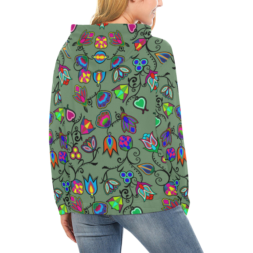 Indigenous Paisley - Dark Sea All Over Print Hoodie for Women (USA Size) (Model H13) Hoodie e-joyer