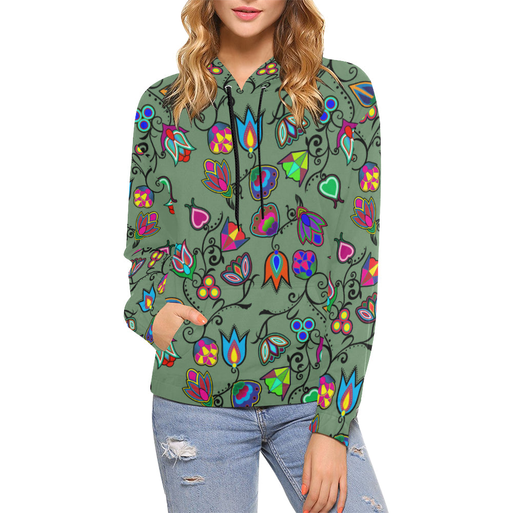 Indigenous Paisley - Dark Sea All Over Print Hoodie for Women (USA Size) (Model H13) Hoodie e-joyer