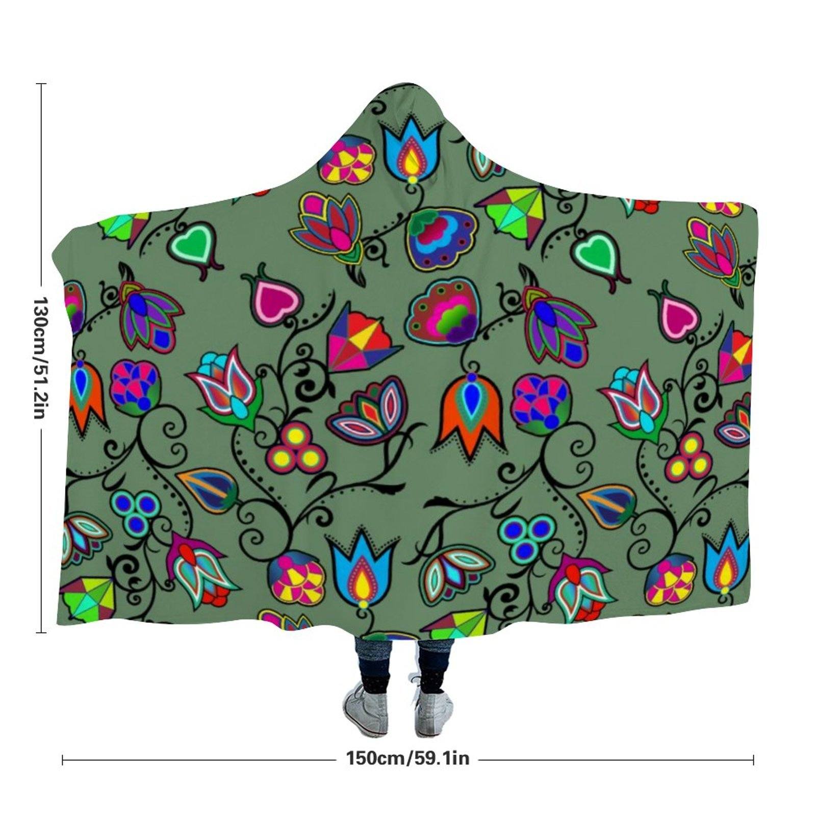 Indigenous Paisley Dark Sea Hooded Blanket 49 Dzine
