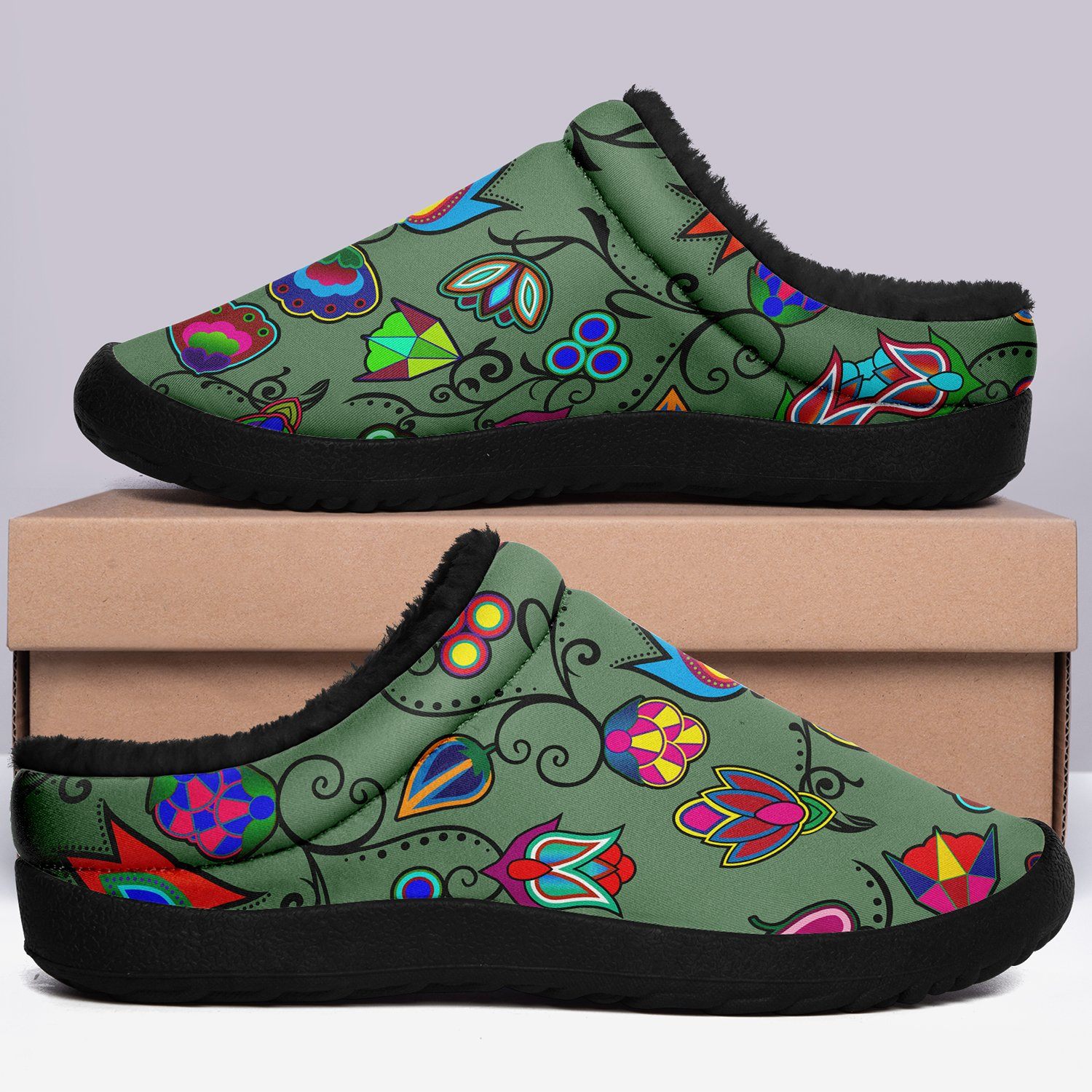 Indigenous Paisley Dark Sea Ikinnii Indoor Slipper 49 Dzine