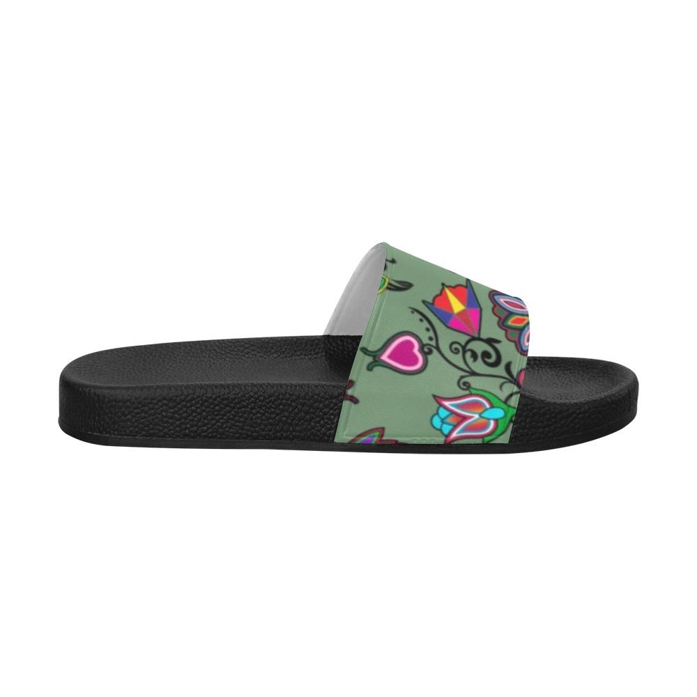 Indigenous Paisley Dark Sea Men's Slide Sandals (Model 057) Men's Slide Sandals (057) e-joyer