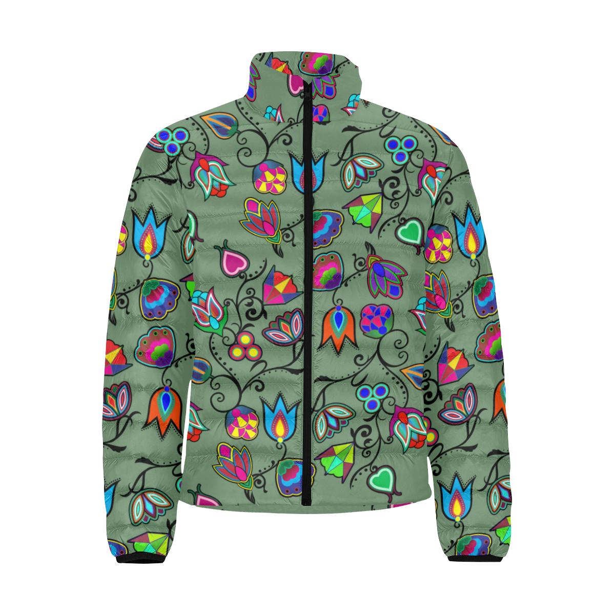 Indigenous Paisley - Dark Sea Men's Stand Collar Padded Jacket (Model H41) Men's Stand Collar Padded Jacket (H41) e-joyer