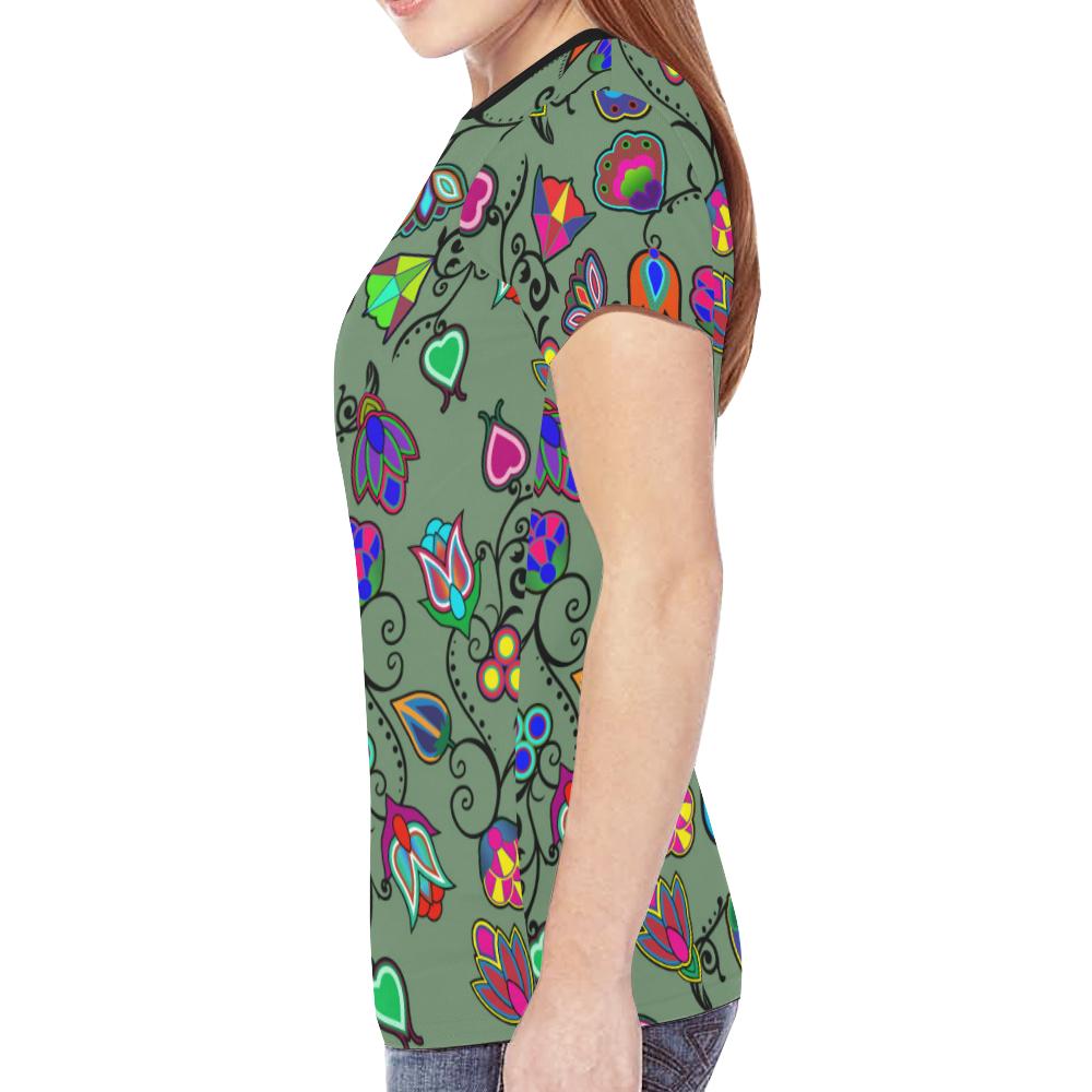 Indigenous Paisley - Dark Sea New All Over Print T-shirt for Women (Model T45) New All Over Print T-shirt for Women (T45) e-joyer