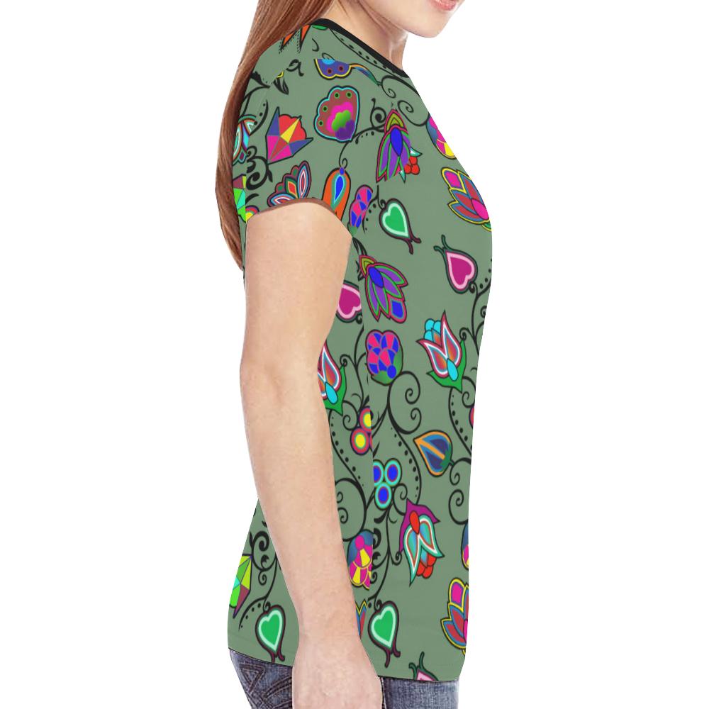Indigenous Paisley - Dark Sea New All Over Print T-shirt for Women (Model T45) New All Over Print T-shirt for Women (T45) e-joyer