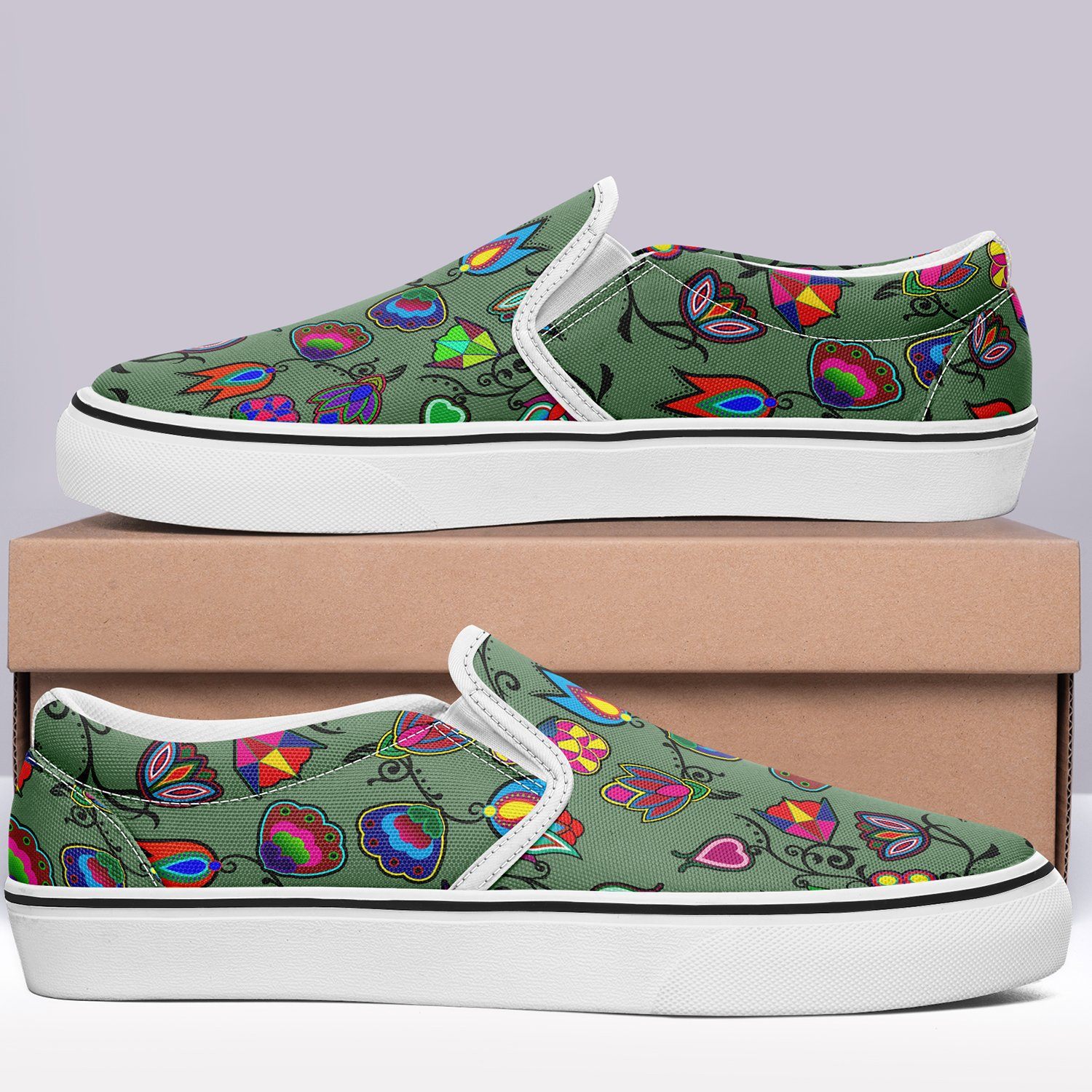 Indigenous Paisley Dark Sea Otoyimm Canvas Slip On Shoes otoyimm Herman