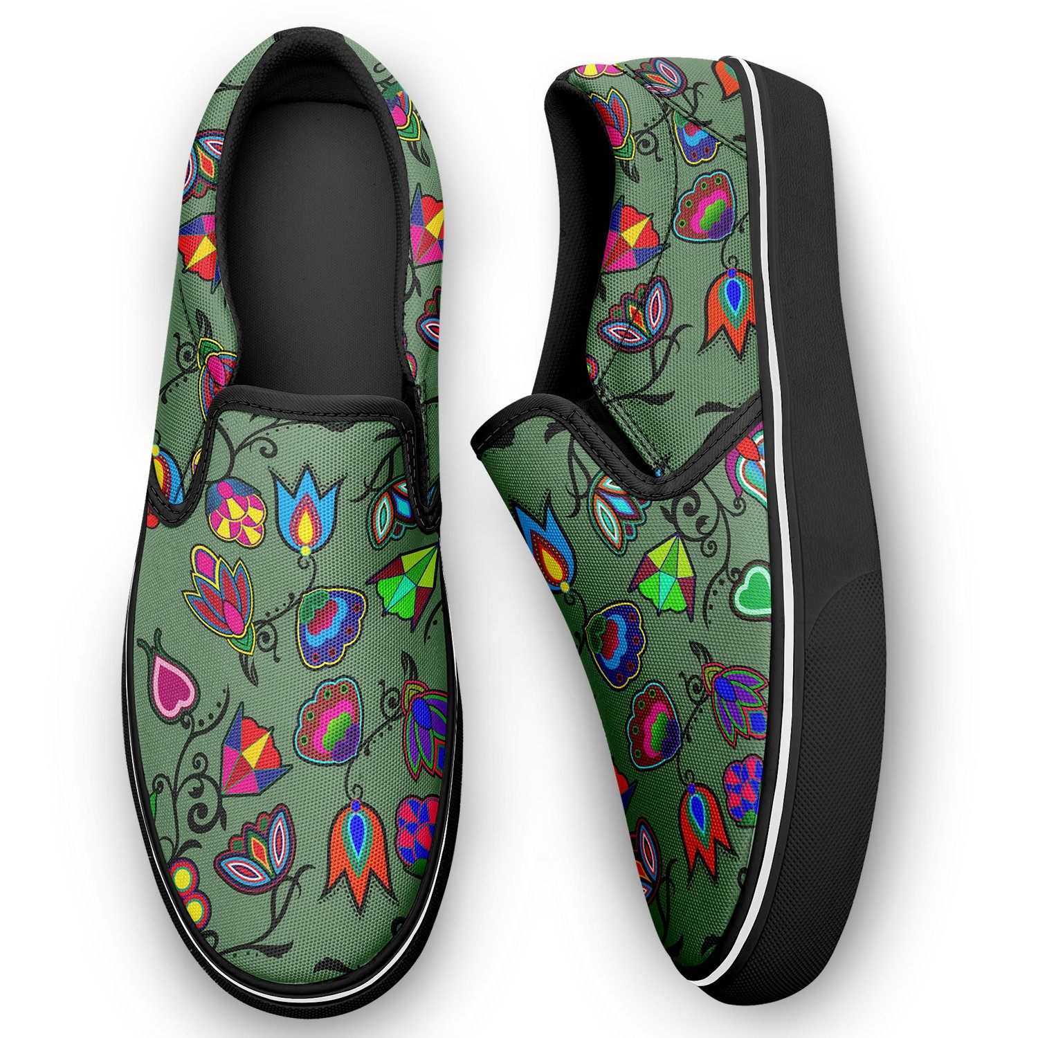 Indigenous Paisley Dark Sea Otoyimm Canvas Slip On Shoes otoyimm Herman