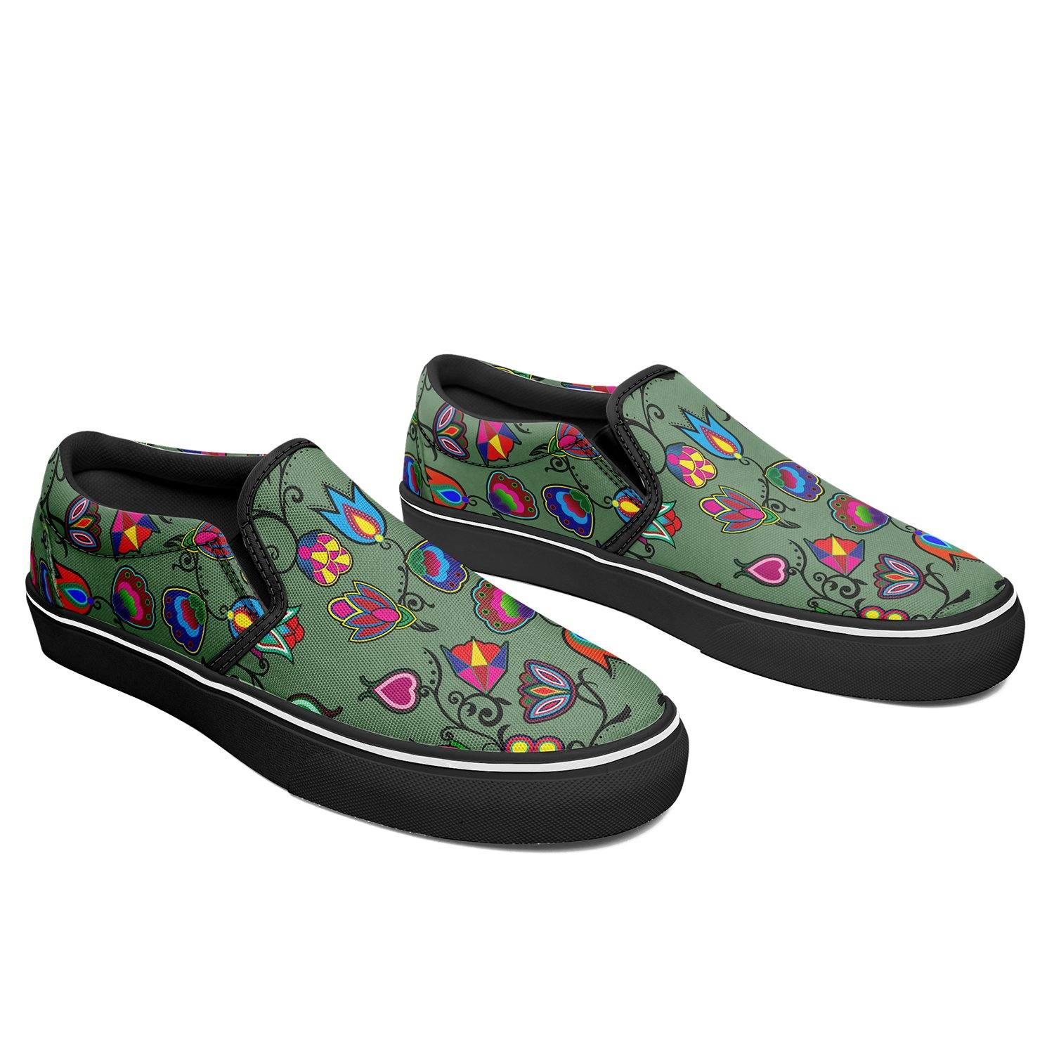 Indigenous Paisley Dark Sea Otoyimm Kid's Canvas Slip On Shoes otoyimm Herman