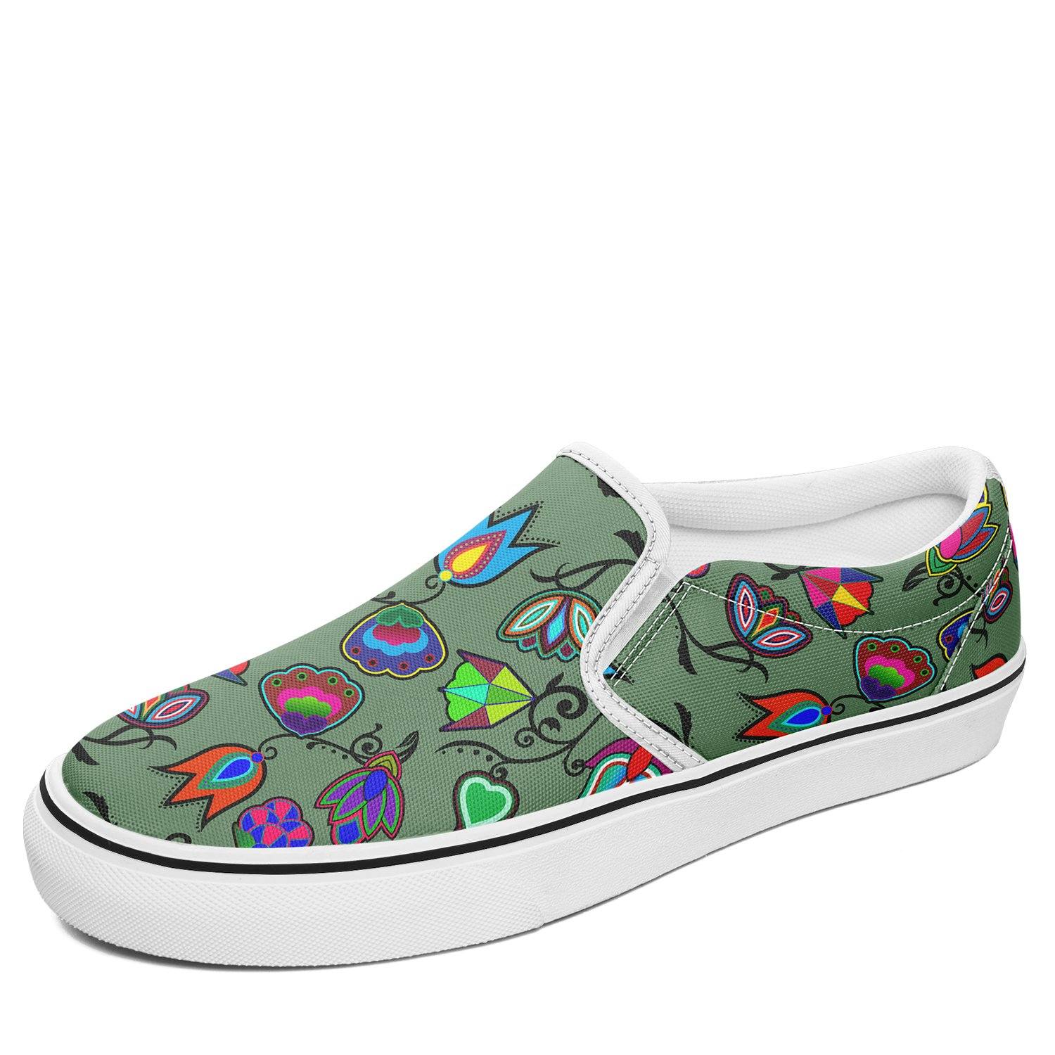 Indigenous Paisley Dark Sea Otoyimm Kid's Canvas Slip On Shoes otoyimm Herman
