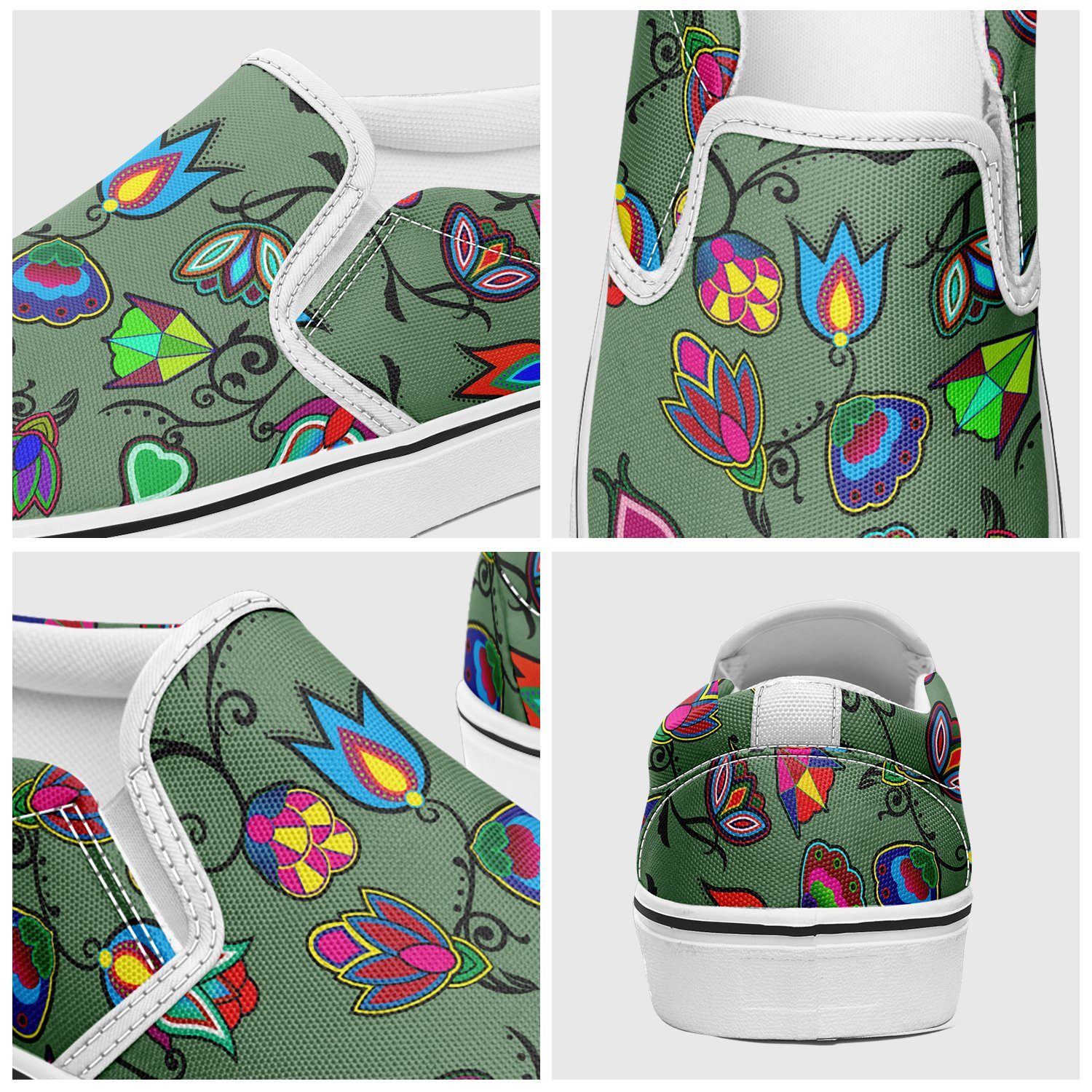 Indigenous Paisley Dark Sea Otoyimm Kid's Canvas Slip On Shoes otoyimm Herman