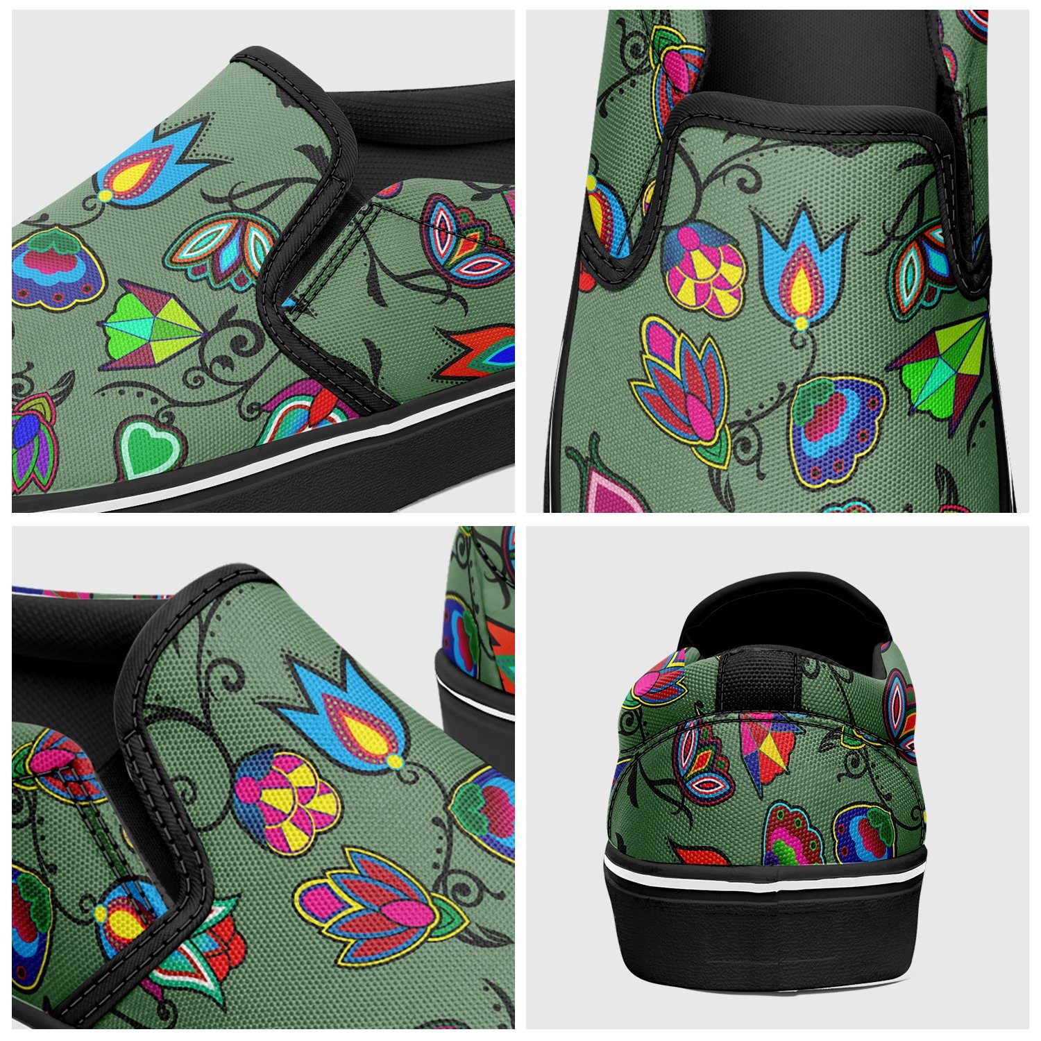 Indigenous Paisley Dark Sea Otoyimm Kid's Canvas Slip On Shoes otoyimm Herman