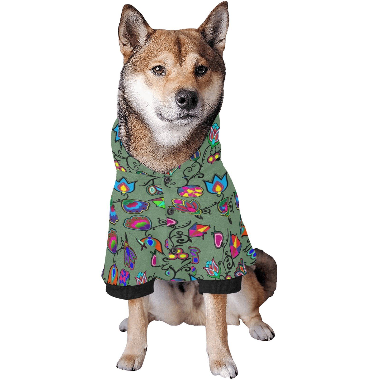 Indigenous Paisley Dark Sea Pet Dog Hoodie Pet Dog Hoodie e-joyer