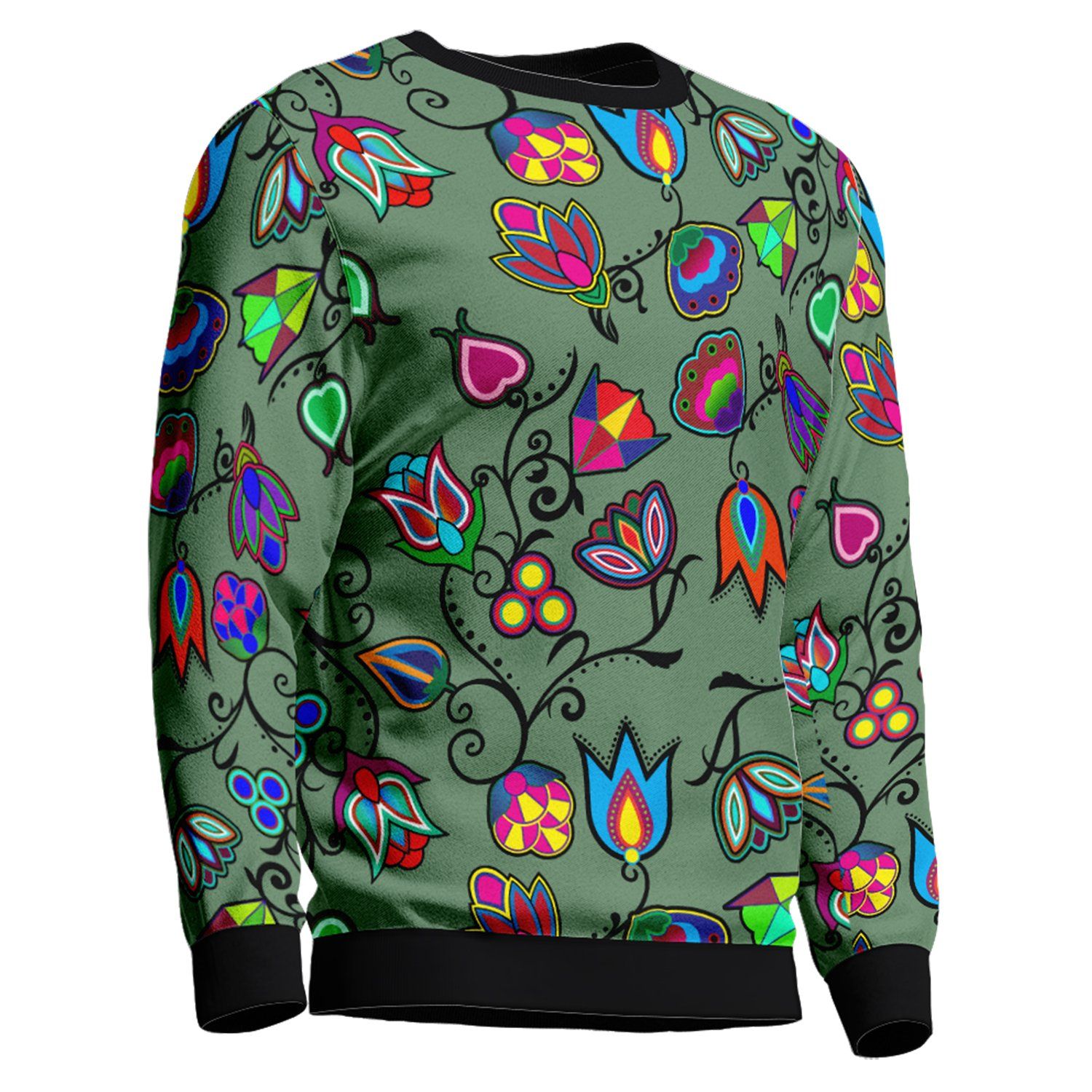 Indigenous Paisley Dark Sea Unisex Crewneck Long Sleeve Top 49 Dzine