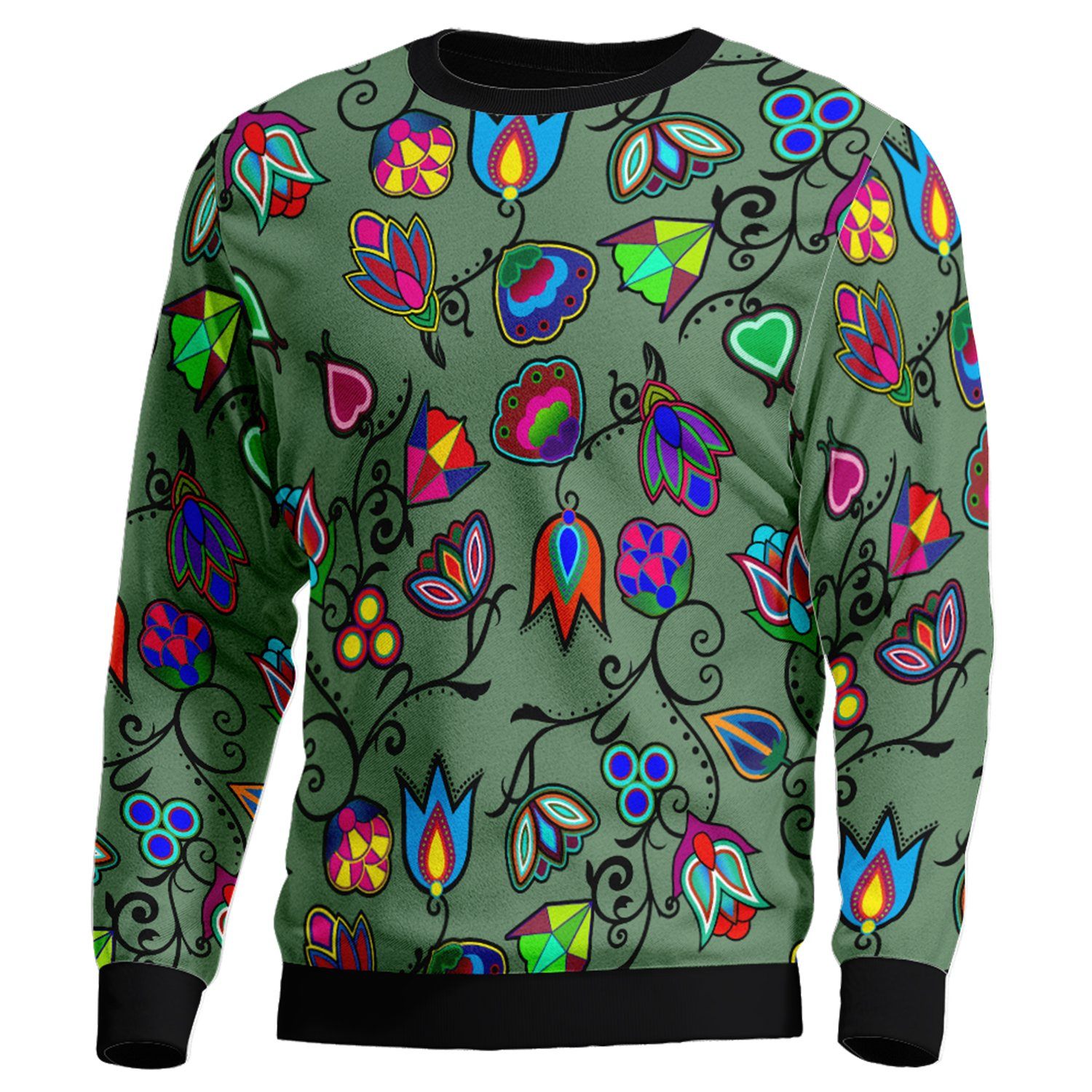 Indigenous Paisley Dark Sea Unisex Crewneck Long Sleeve Top 49 Dzine