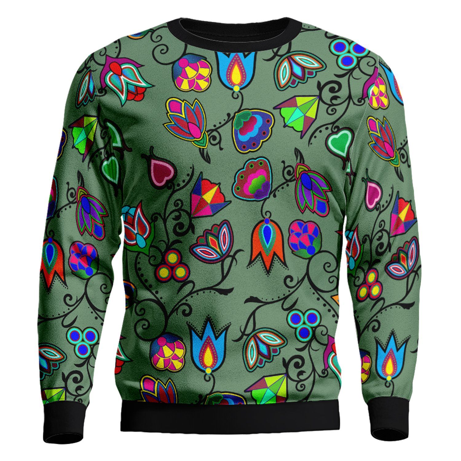 Indigenous Paisley Dark Sea Unisex Crewneck Long Sleeve Top 49 Dzine