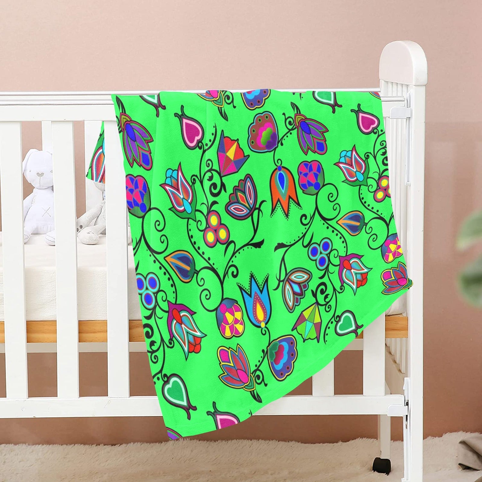 Indigenous Paisley Green Baby Blanket 30"x40" Baby Blanket 30"x40" e-joyer