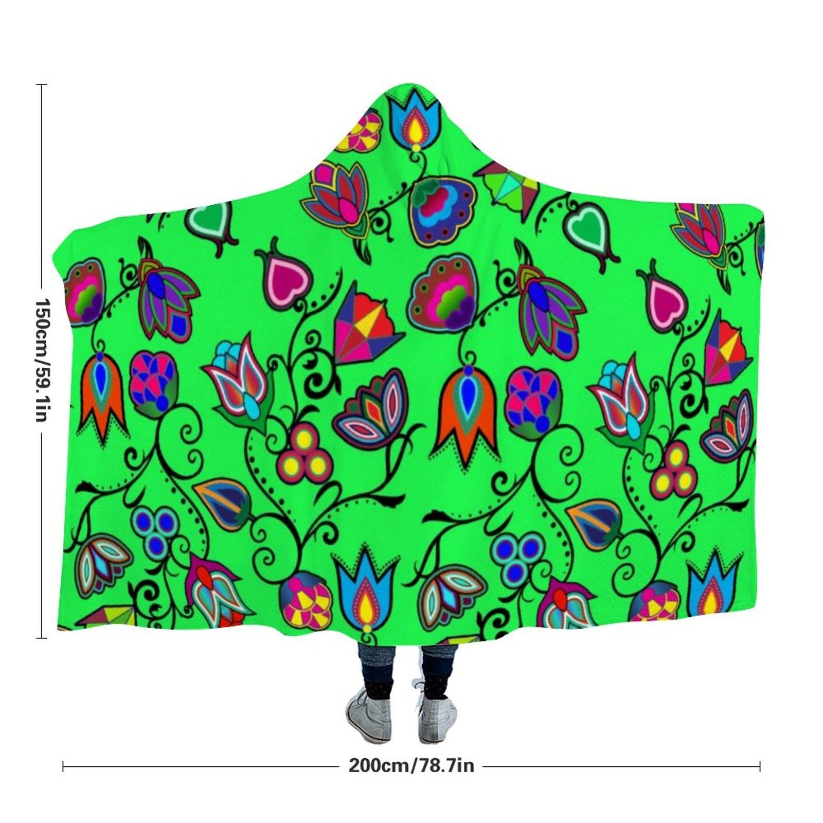 Indigenous Paisley Green Hooded Blanket 49 Dzine