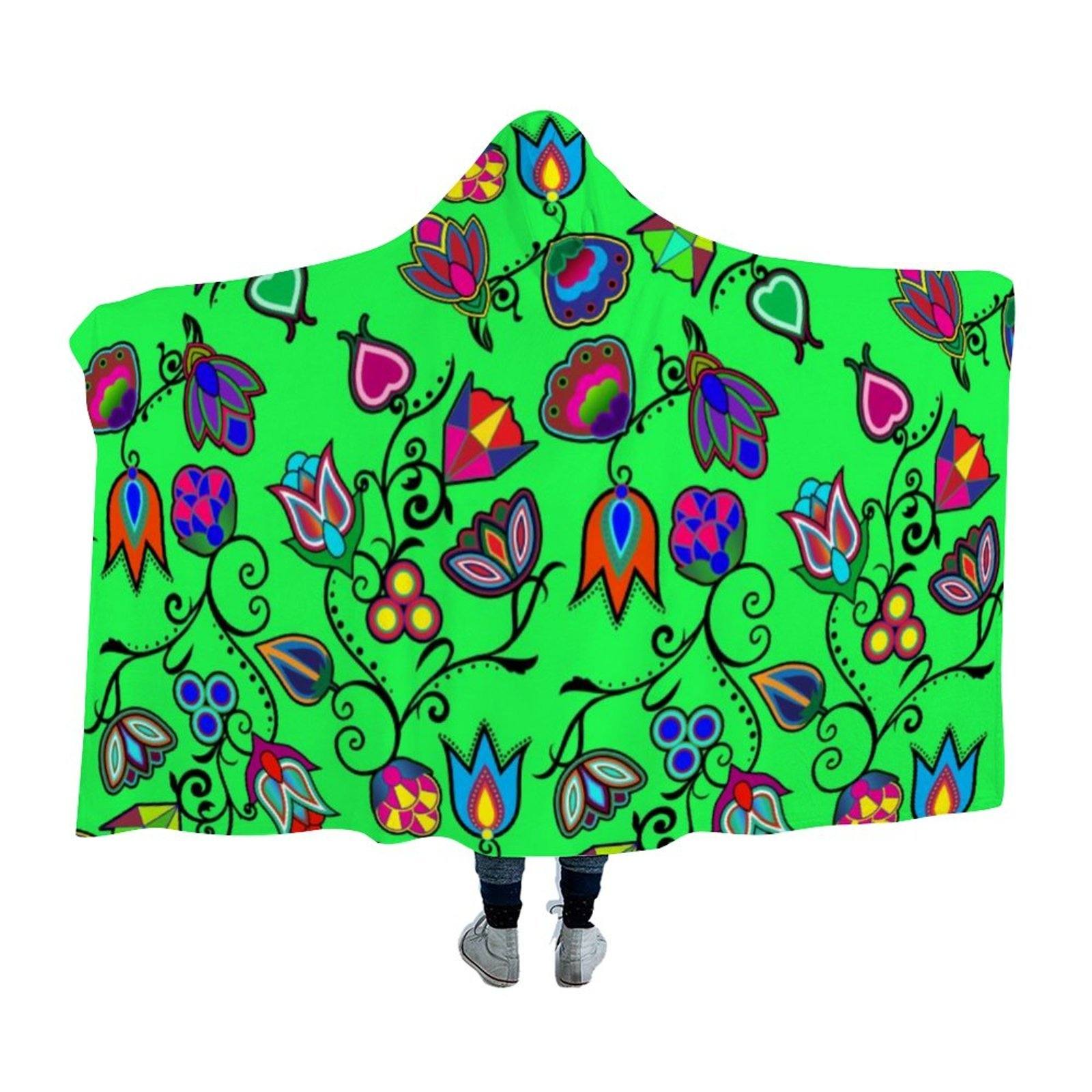 Indigenous Paisley Green Hooded Blanket 49 Dzine