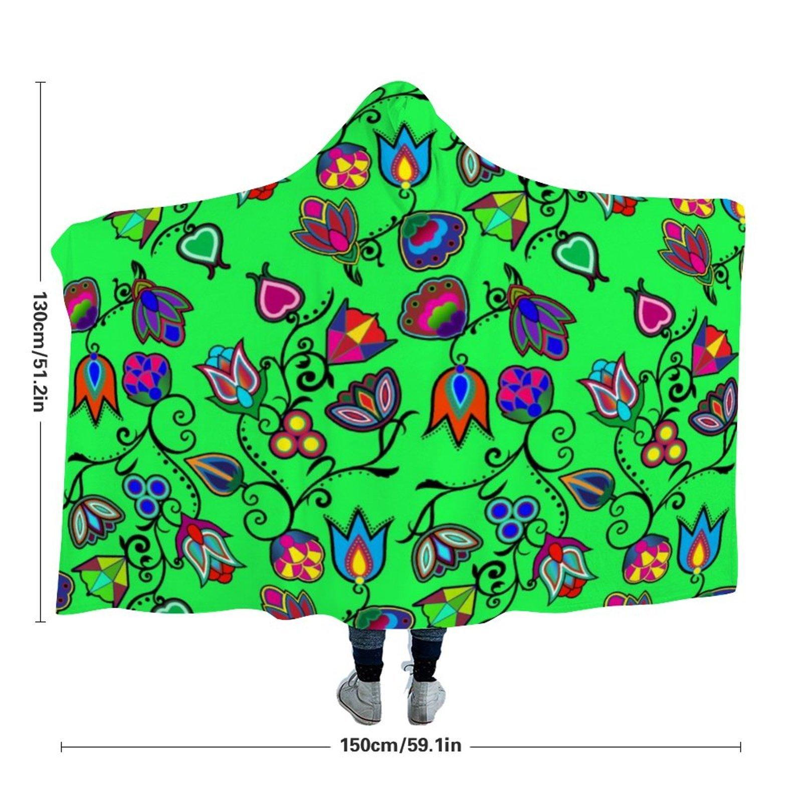 Indigenous Paisley Green Hooded Blanket 49 Dzine