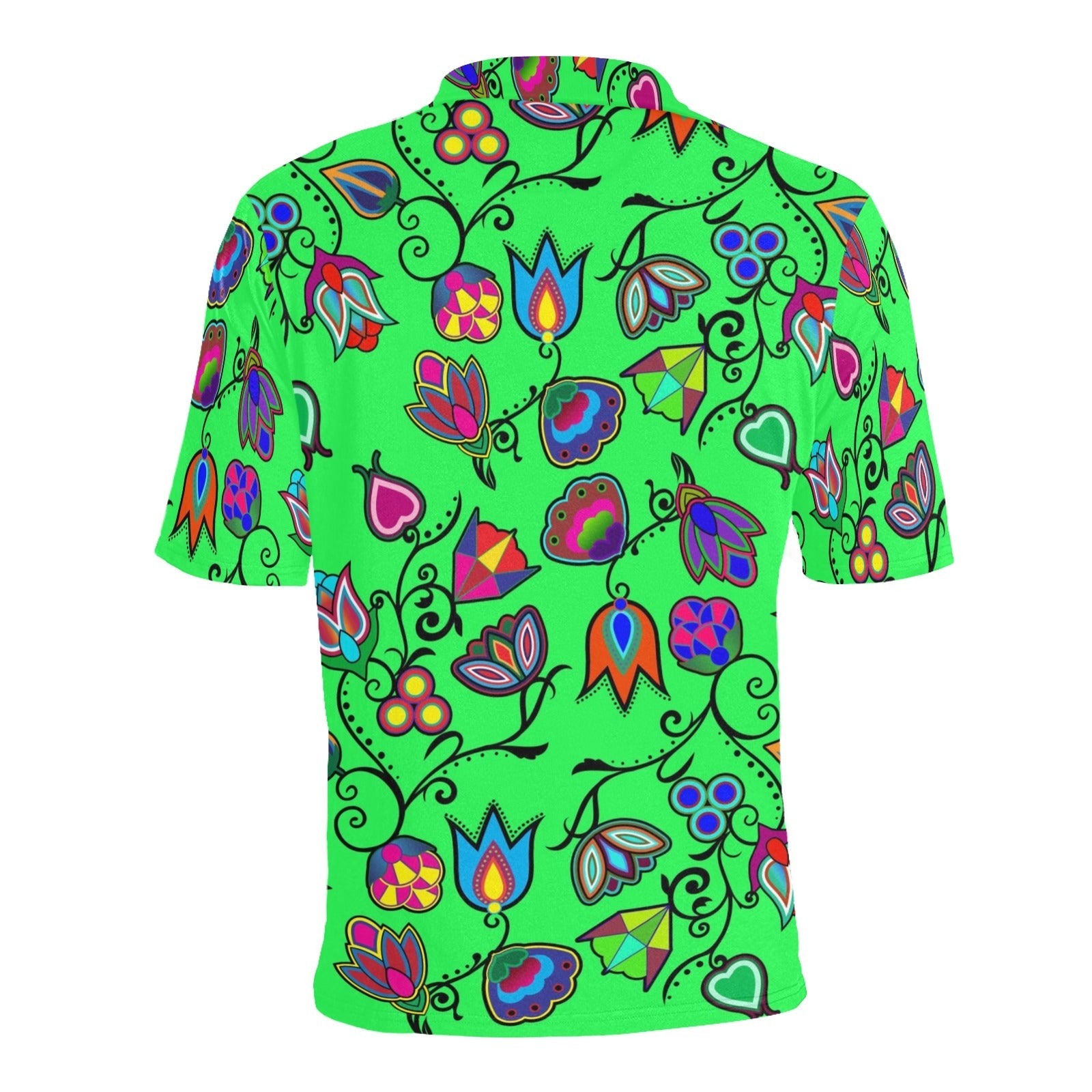 Indigenous Paisley Green Men's All Over Print Polo Shirt (Model T55) Men's Polo Shirt (Model T55) e-joyer