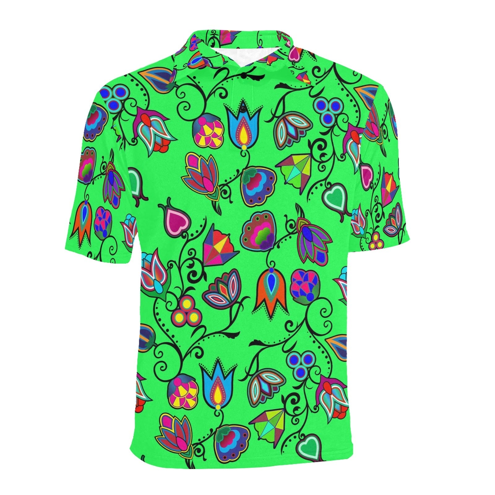 Indigenous Paisley Green Men's All Over Print Polo Shirt (Model T55) Men's Polo Shirt (Model T55) e-joyer
