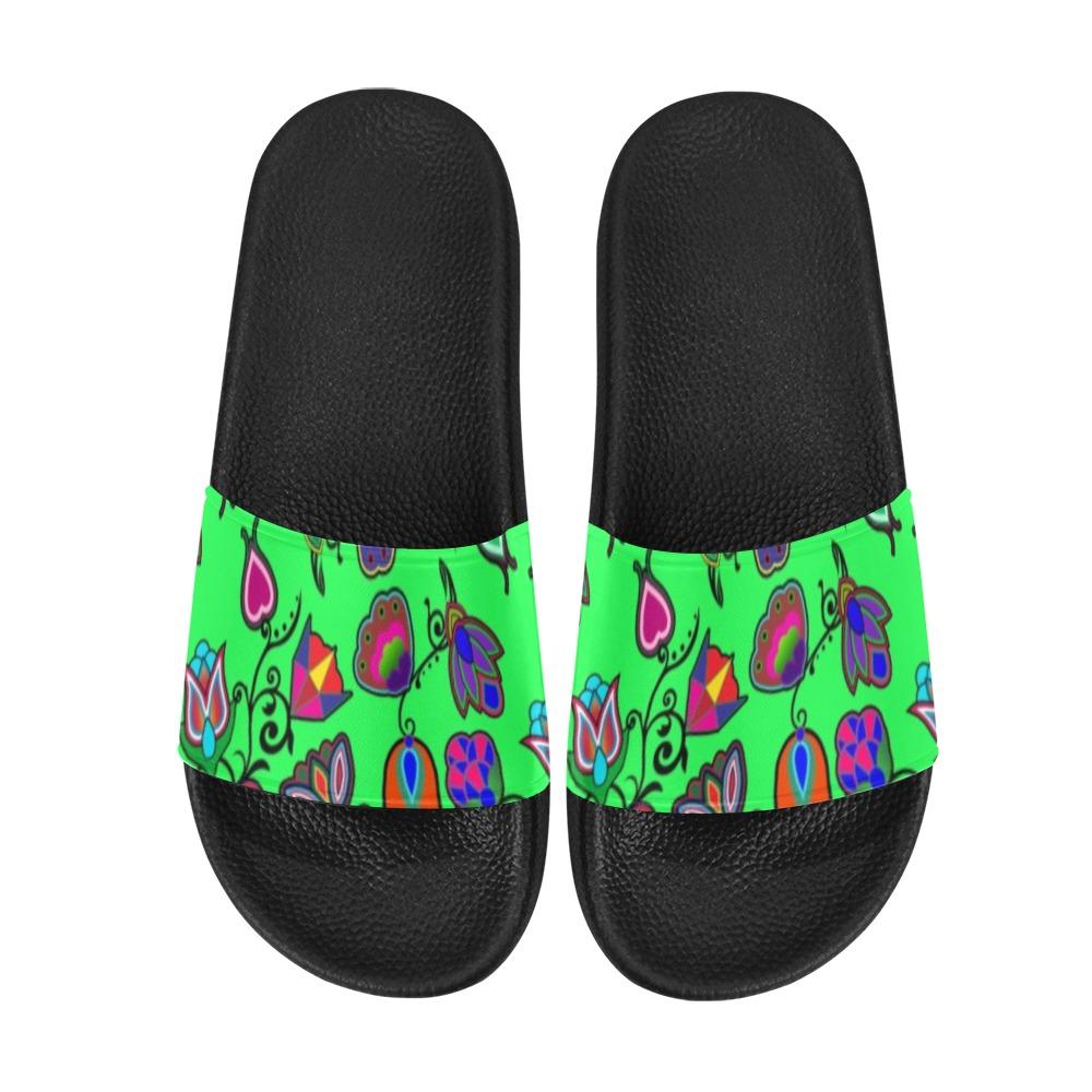 Indigenous Paisley Green Men's Slide Sandals (Model 057) Men's Slide Sandals (057) e-joyer