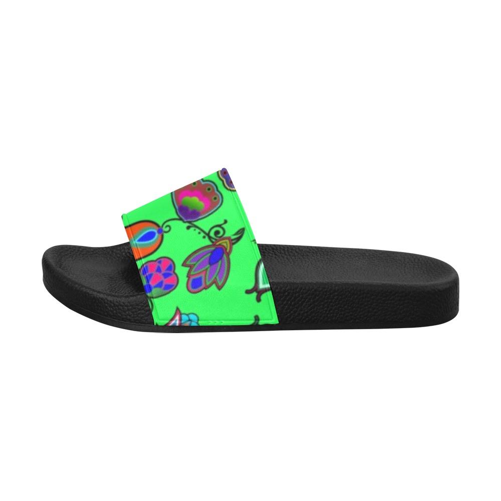 Indigenous Paisley Green Men's Slide Sandals (Model 057) Men's Slide Sandals (057) e-joyer