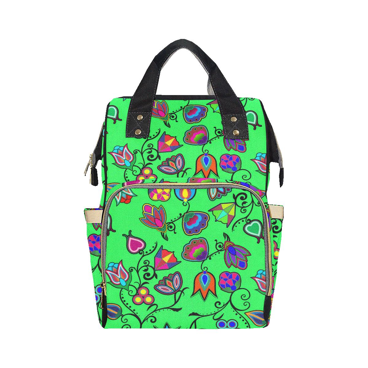 Indigenous Paisley - Green Multi-Function Diaper Backpack (Model 1688) Diaper Backpack (1688) e-joyer