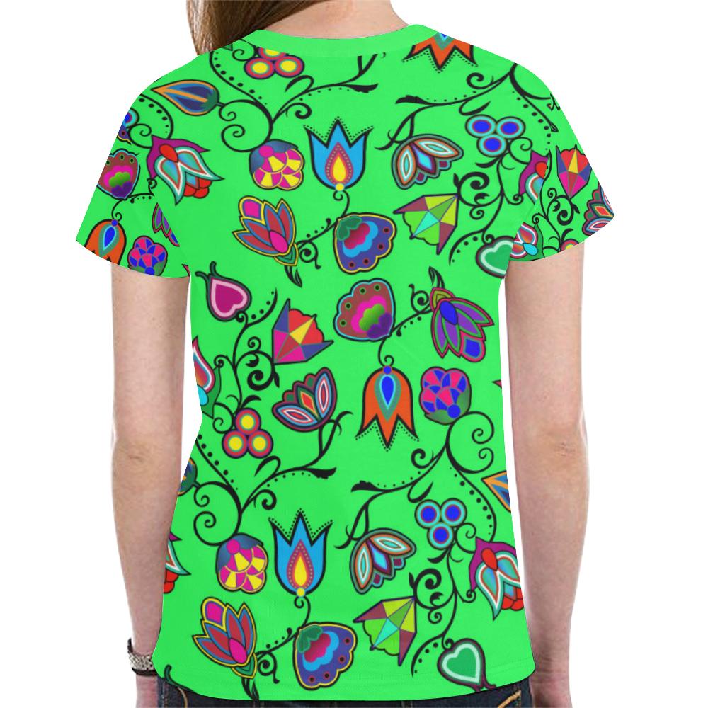 Indigenous Paisley - Green New All Over Print T-shirt for Women (Model T45) New All Over Print T-shirt for Women (T45) e-joyer