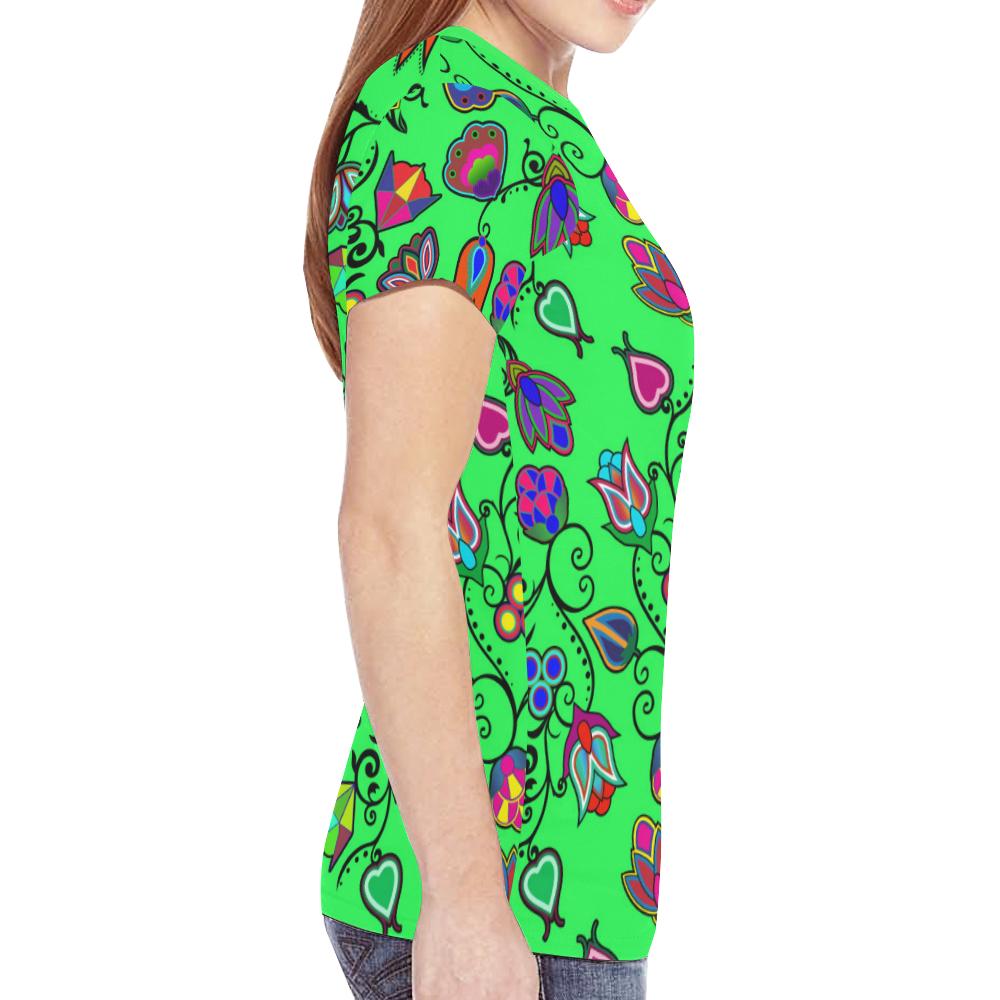 Indigenous Paisley - Green New All Over Print T-shirt for Women (Model T45) New All Over Print T-shirt for Women (T45) e-joyer