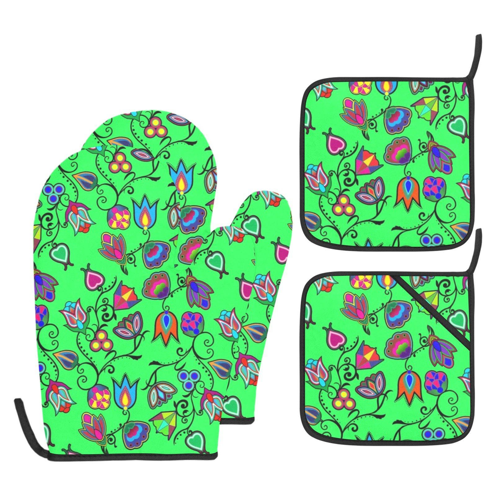 Indigenous Paisley Green Oven Mitt & Pot Holder Oven Mitt & Pot Holder e-joyer