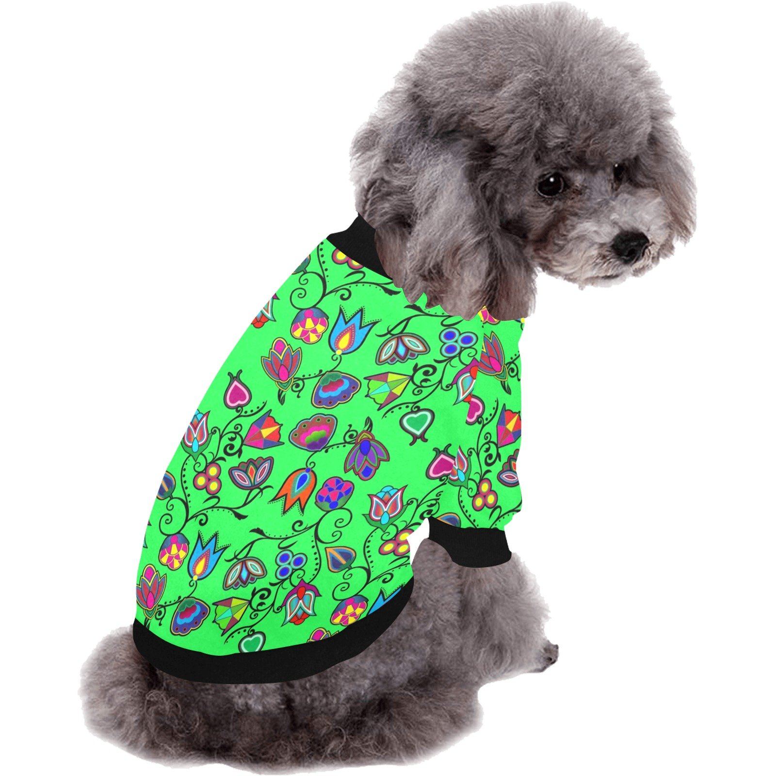 Indigenous Paisley Green Pet Dog Round Neck Shirt Pet Dog Round Neck Shirt e-joyer