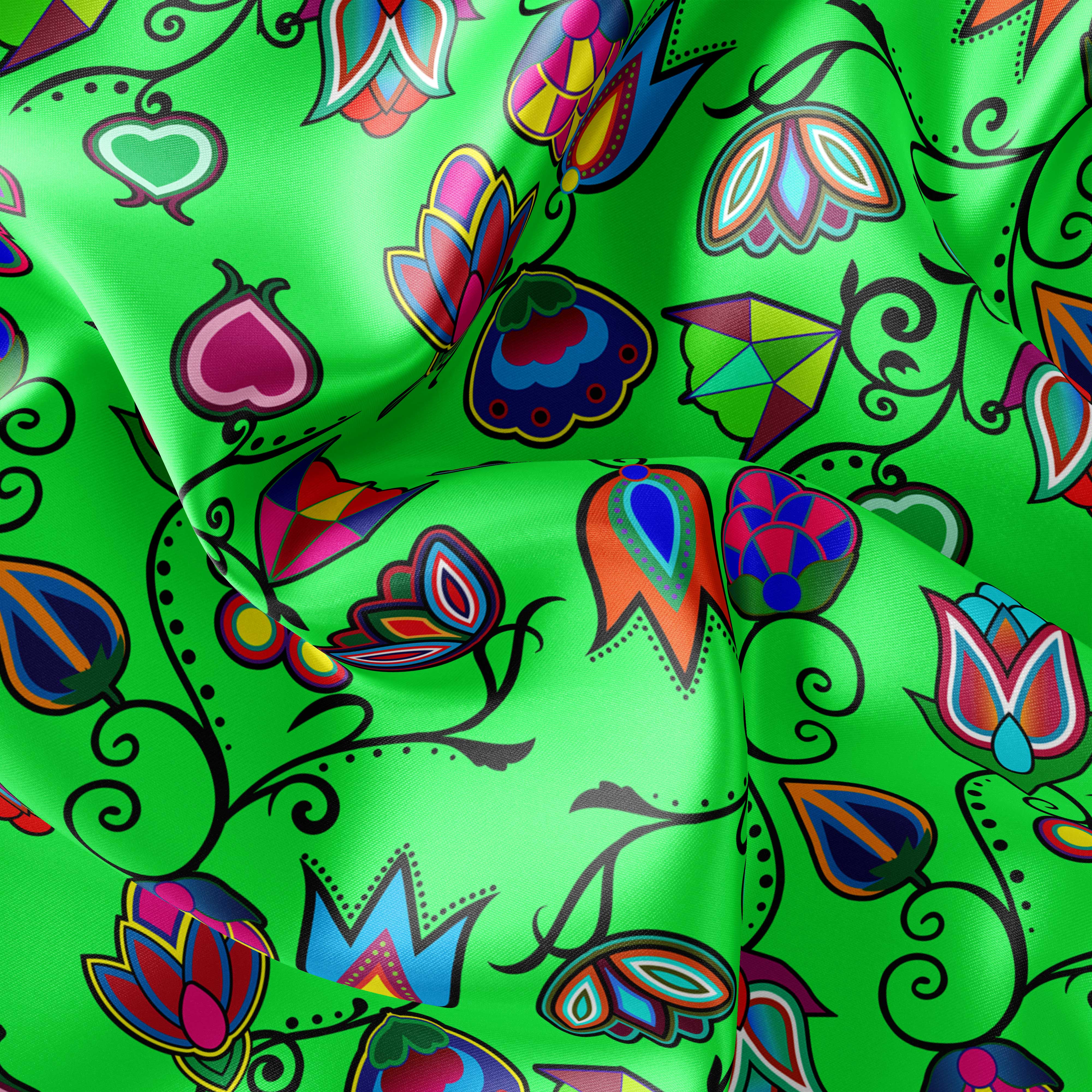 Indigenous Paisley - Green Satin Fabric 49DzineStore