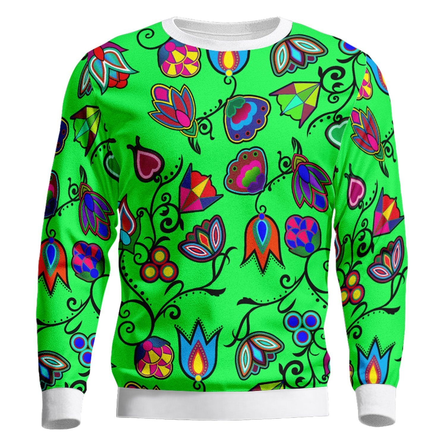 Indigenous Paisley Green Unisex Crewneck Long Sleeve Top 49 Dzine