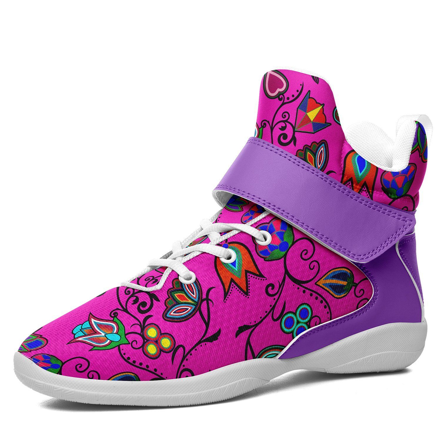 Indigenous Paisley Ipottaa Basketball / Sport High Top Shoes - White Sole 49 Dzine US Men 7 / EUR 40 White Sole with Lavender Strap 