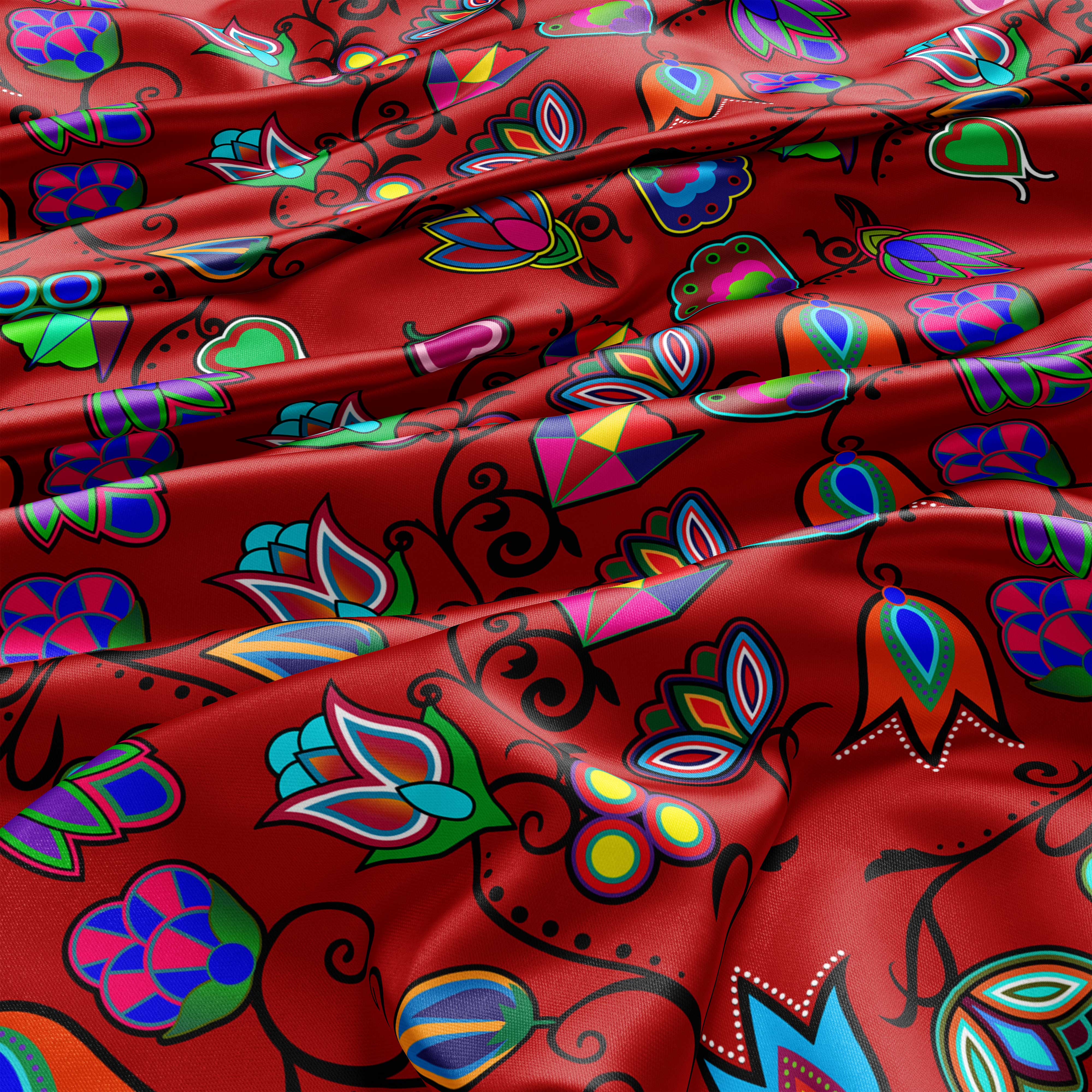 Indigenous Paisley - Red Satin Fabric 49DzineStore