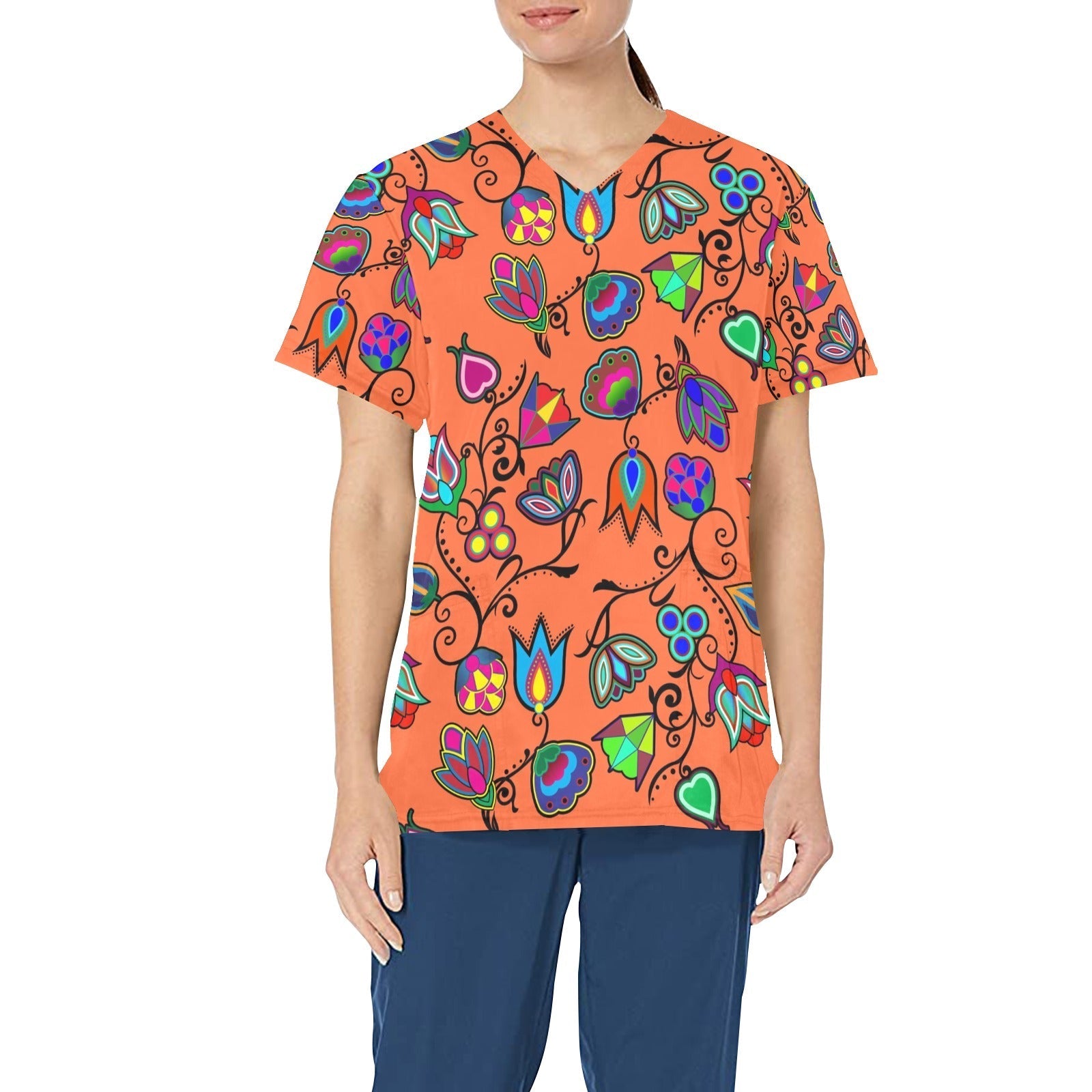 Indigenous Paisley Sierra All Over Print Scrub Top Scrub Top e-joyer