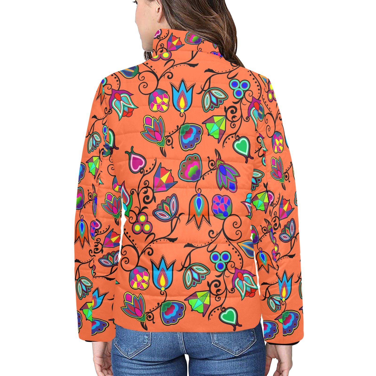 Indigenous Paisley Sierra Women's Stand Collar Padded Jacket (Model H41) jacket e-joyer