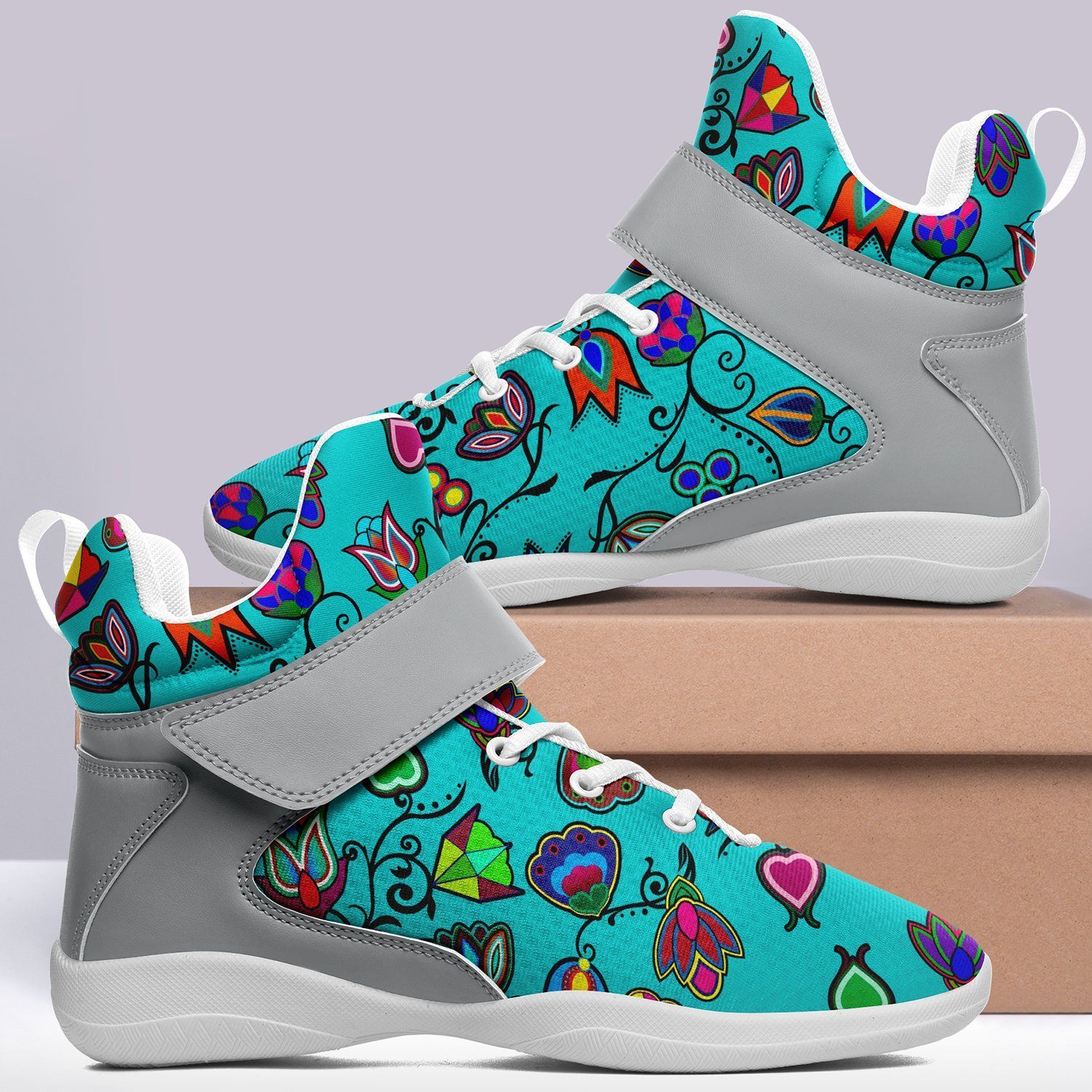 Indigenous Paisley Sky Ipottaa Basketball / Sport High Top Shoes - White Sole 49 Dzine 