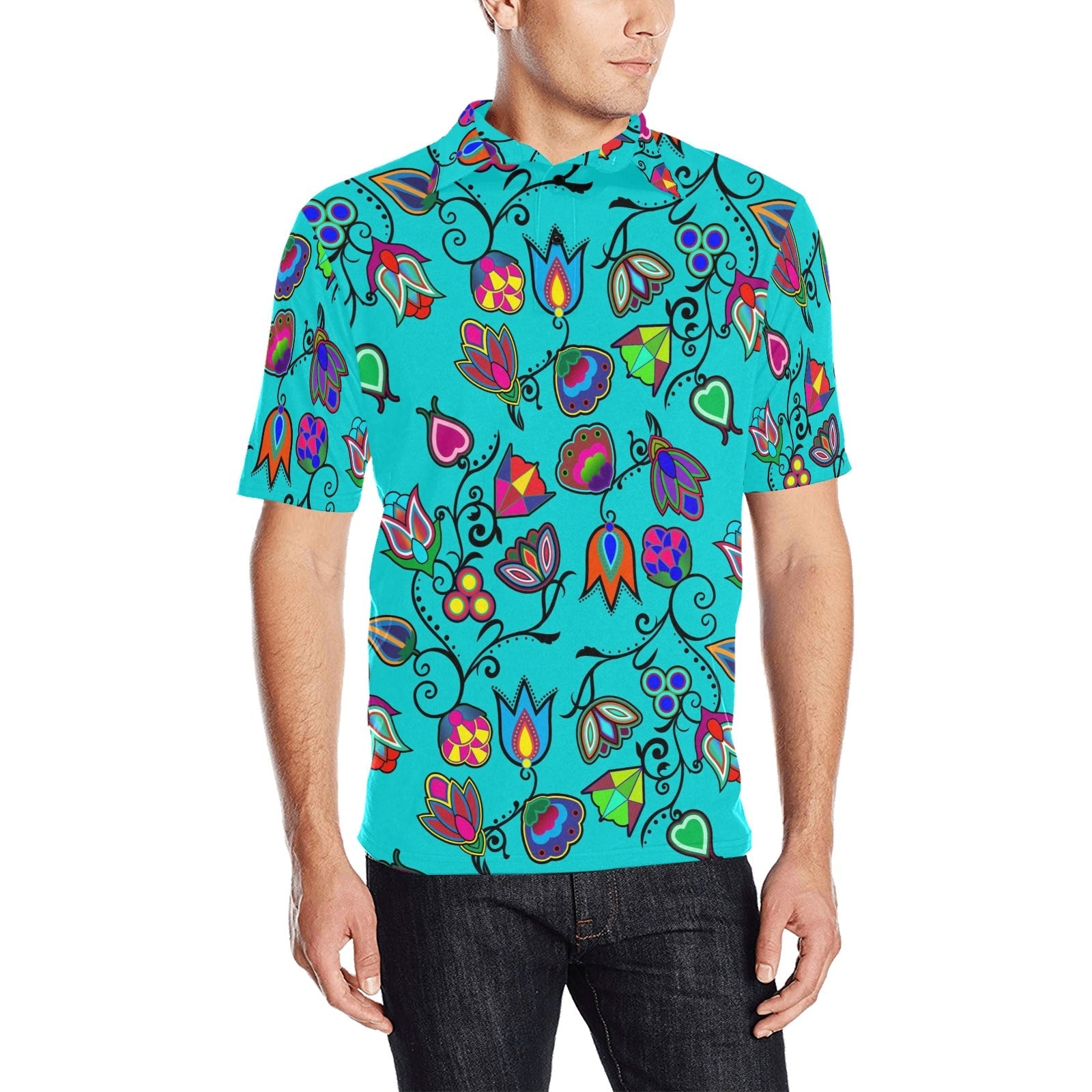 Indigenous Paisley Sky Men's All Over Print Polo Shirt (Model T55) Men's Polo Shirt (Model T55) e-joyer