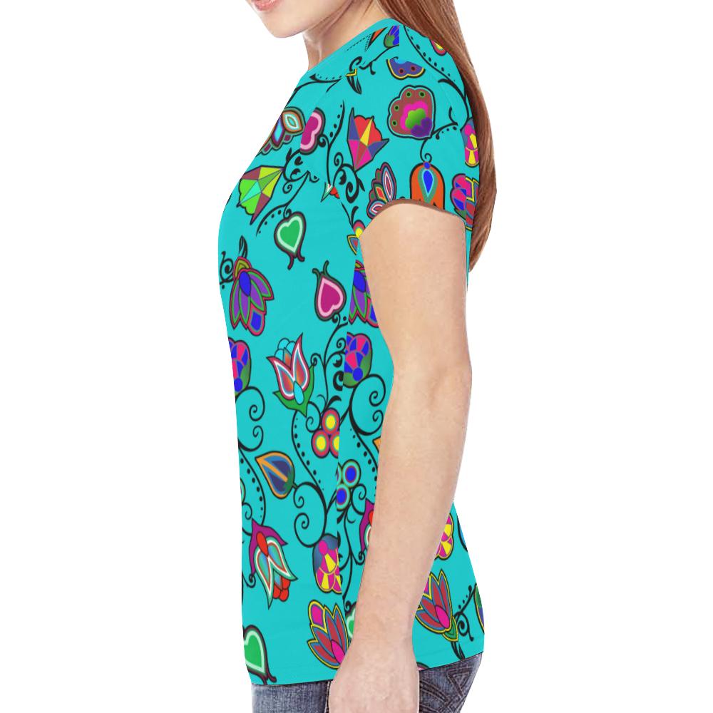 Indigenous Paisley - Sky New All Over Print T-shirt for Women (Model T45) New All Over Print T-shirt for Women (T45) e-joyer