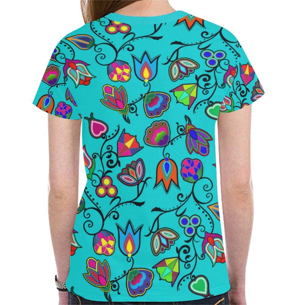 Indigenous Paisley - Sky New All Over Print T-shirt for Women (Model T45) New All Over Print T-shirt for Women (T45) e-joyer