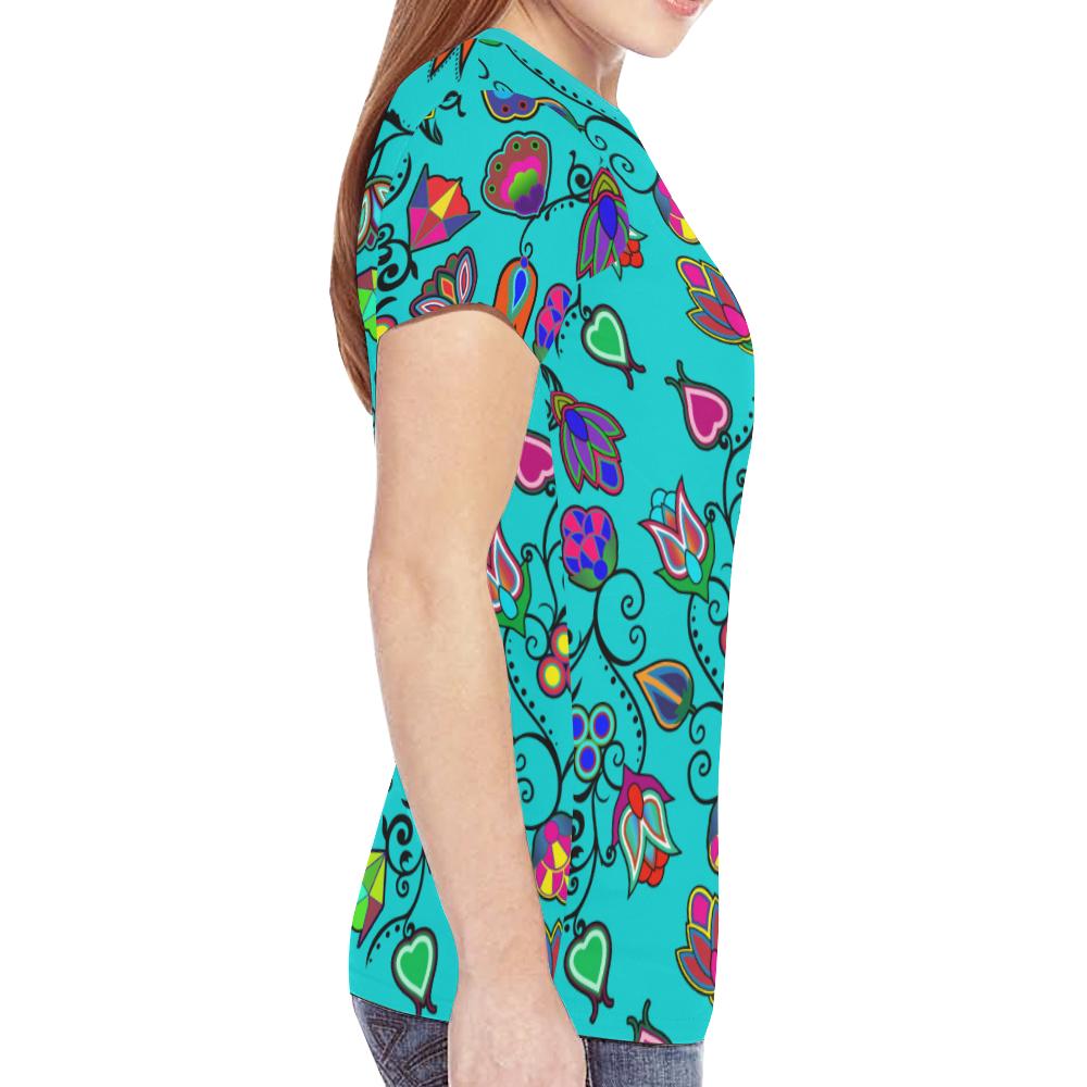 Indigenous Paisley - Sky New All Over Print T-shirt for Women (Model T45) New All Over Print T-shirt for Women (T45) e-joyer