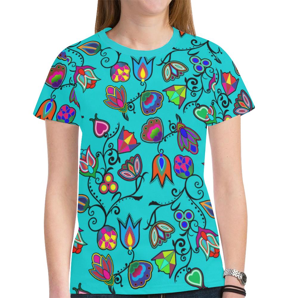 Indigenous Paisley - Sky New All Over Print T-shirt for Women (Model T45) New All Over Print T-shirt for Women (T45) e-joyer