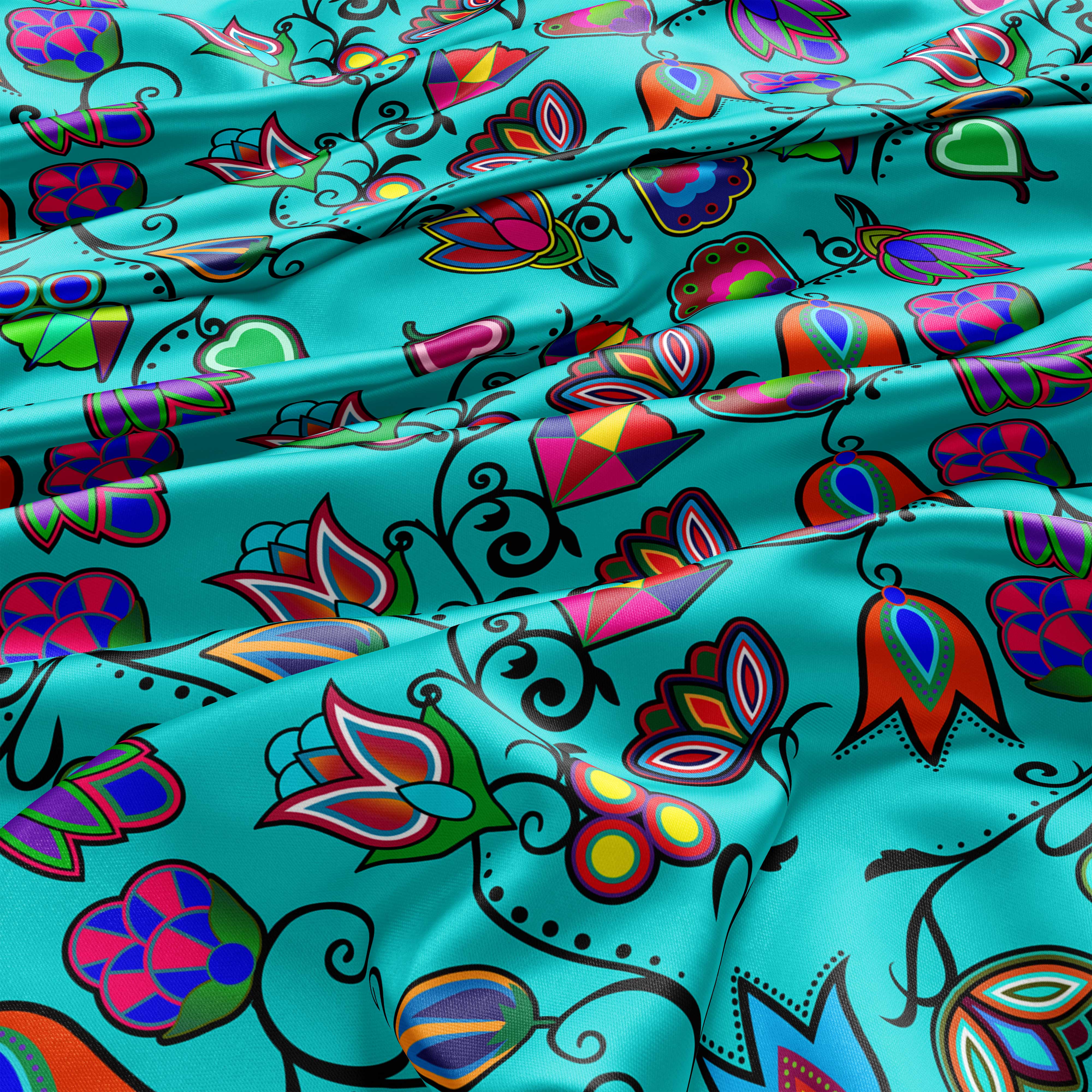 Indigenous Paisley - Sky Satin Fabric 49DzineStore